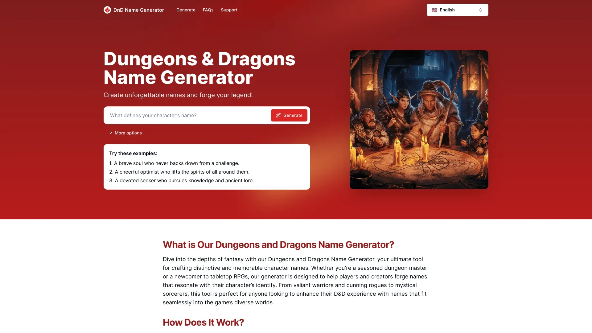 DnD Name Generator website preview