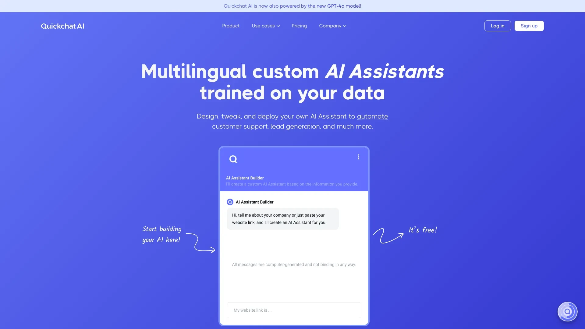 Quickchat AI website preview