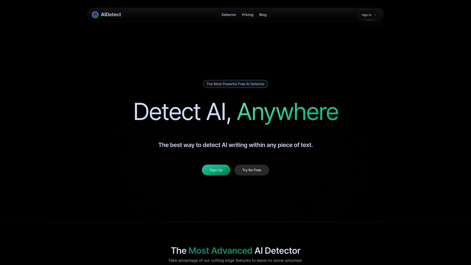 AI Detect website preview