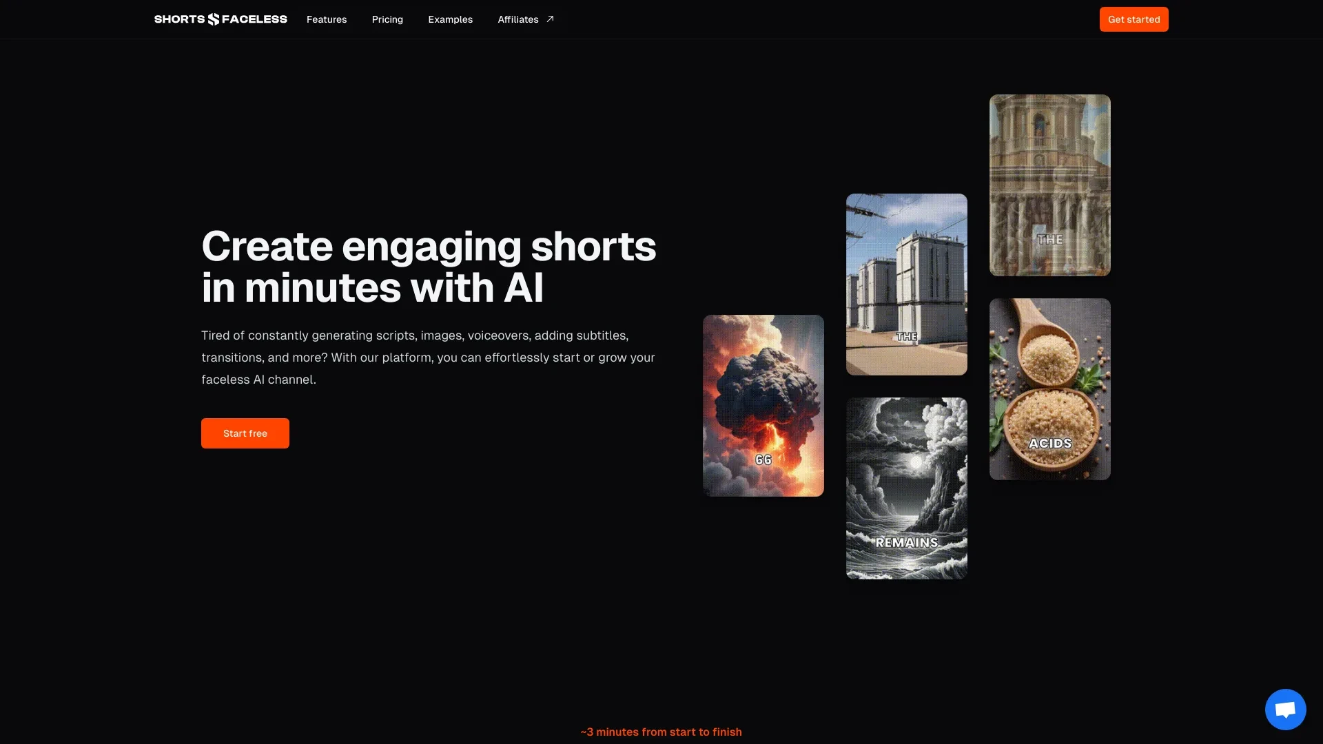 ShortsFaceless website preview