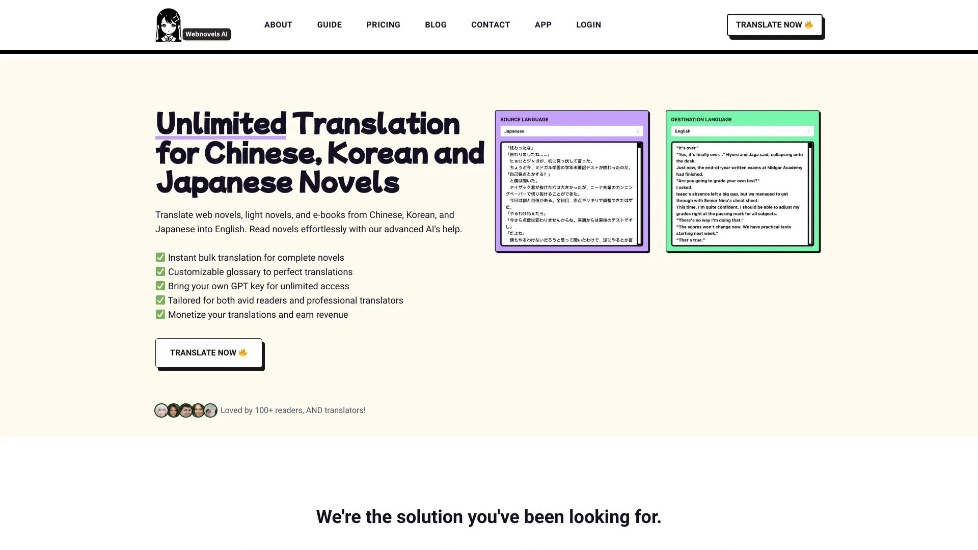 Webnovels AI website preview