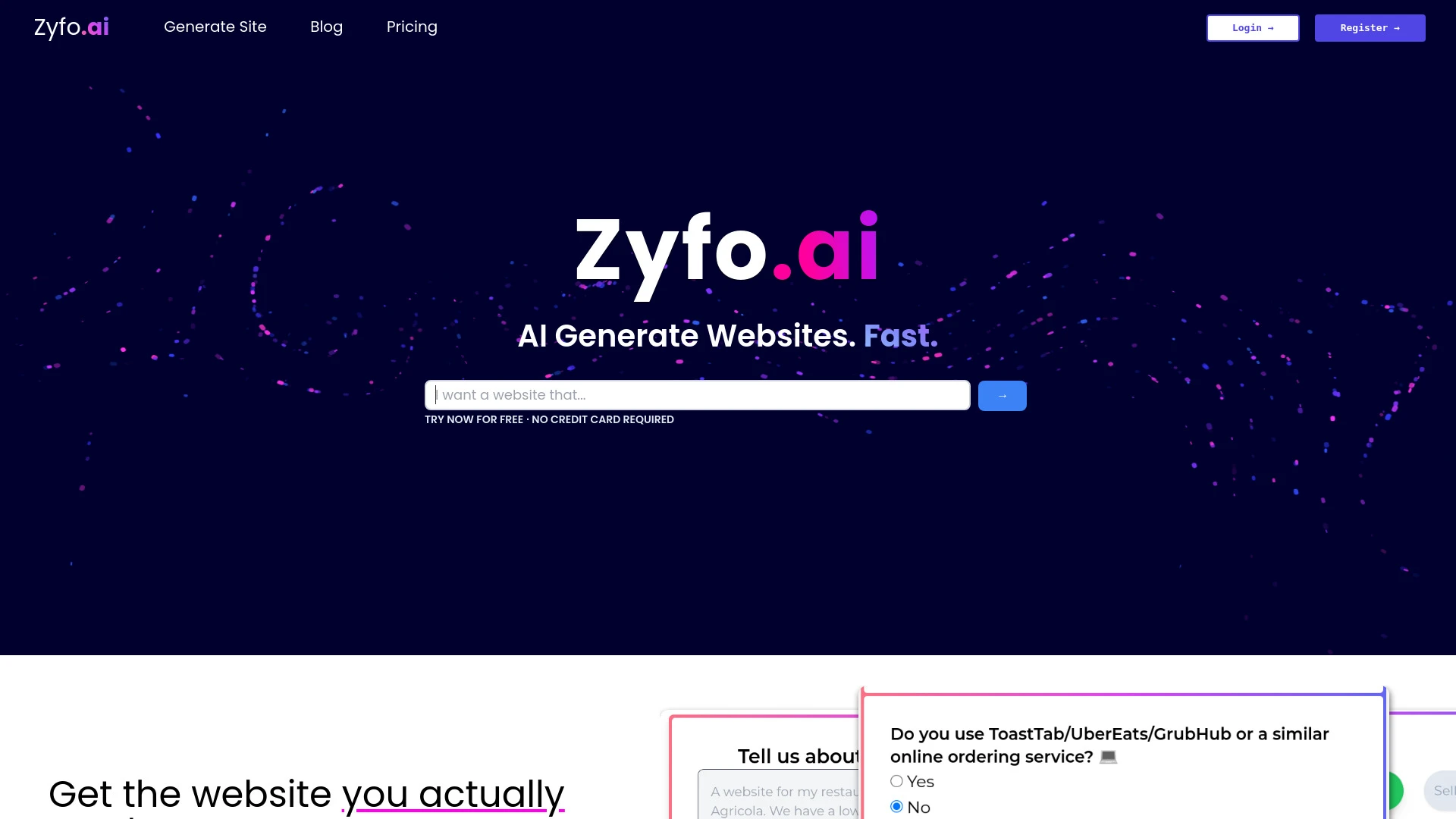 Zyfo AI Website Generator website preview