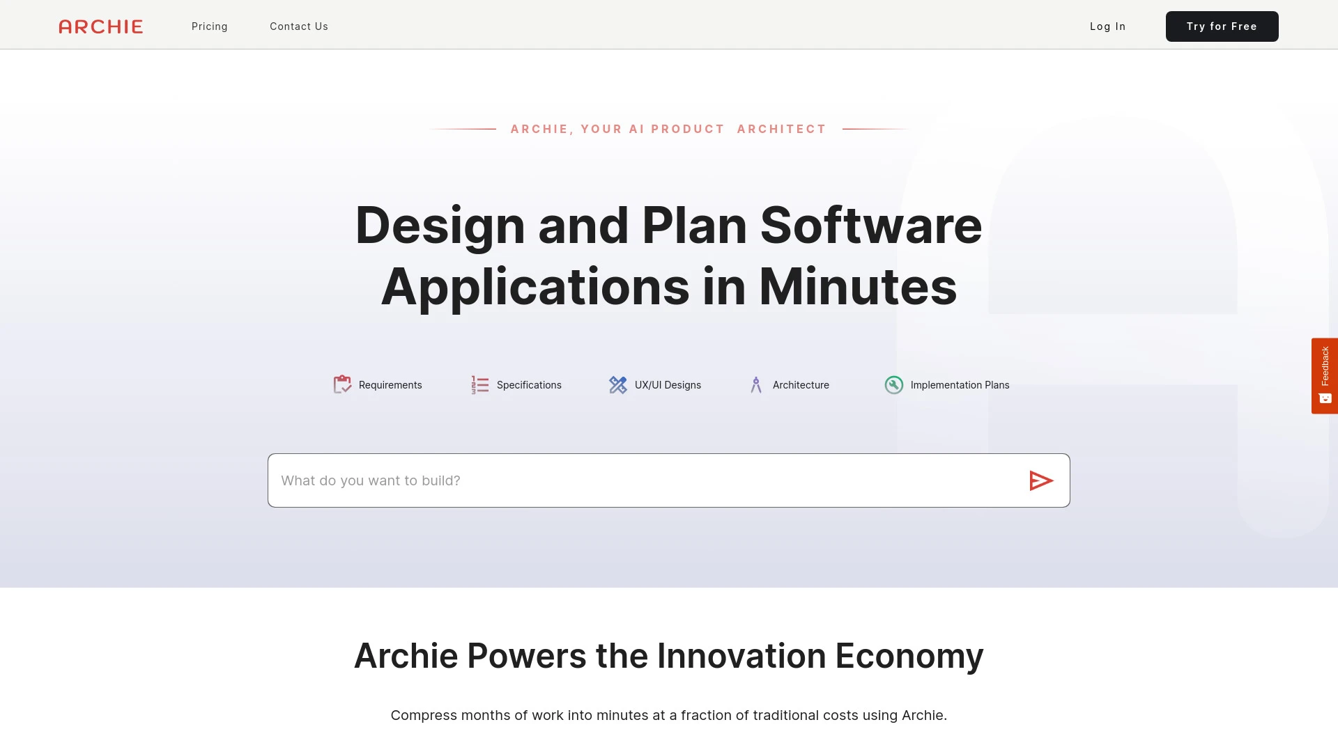 Archie AI Product Architect website preview