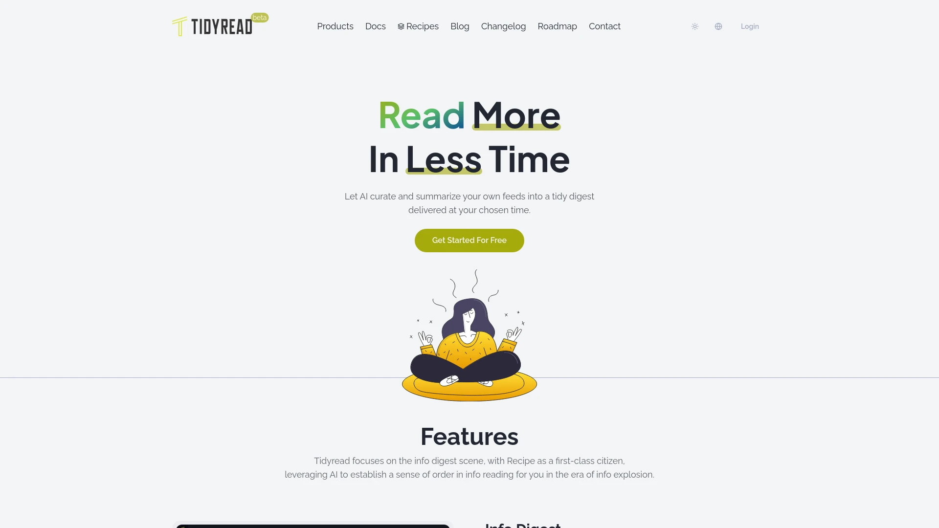 Tidyread website preview