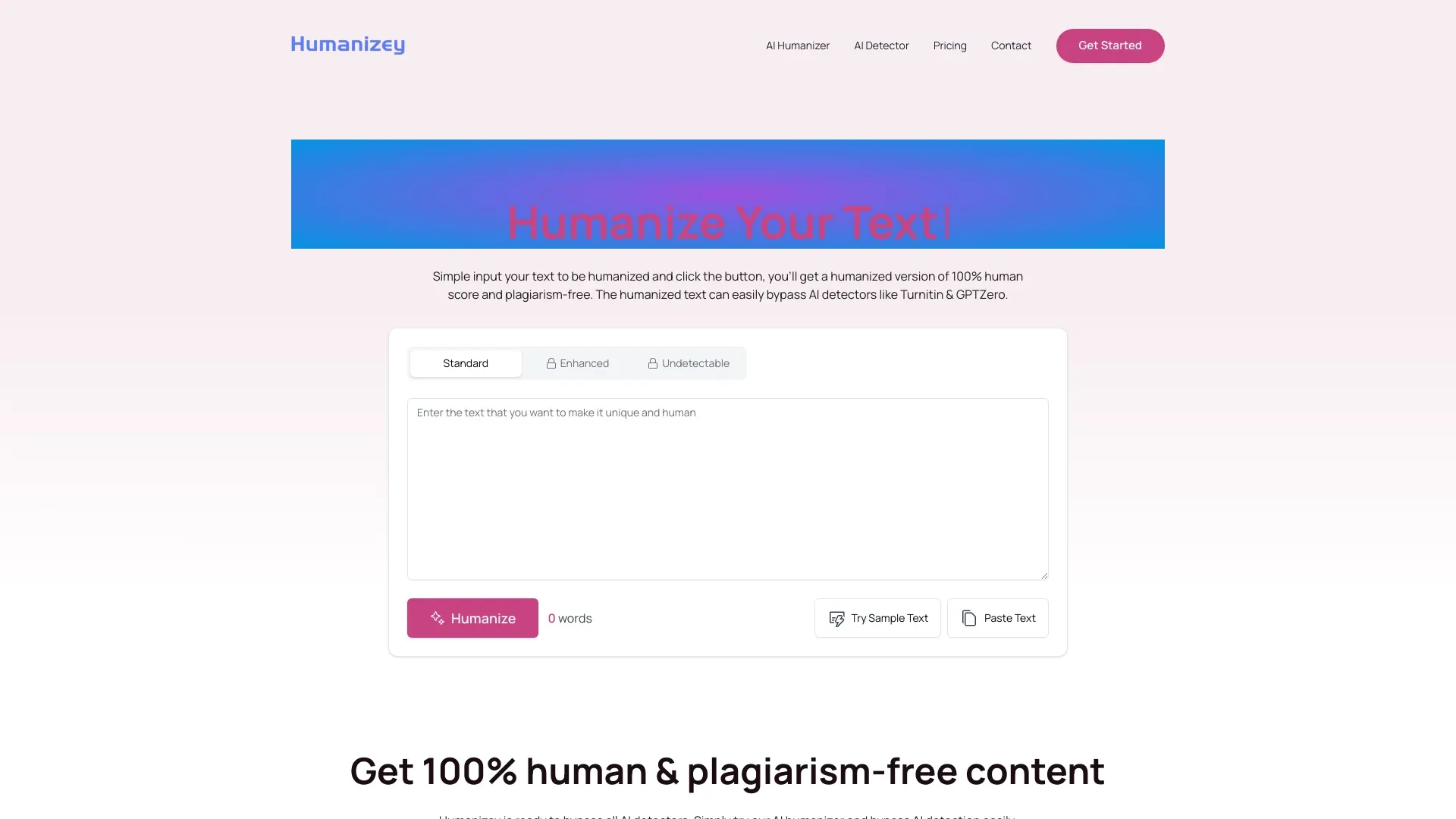 Humanizey website preview