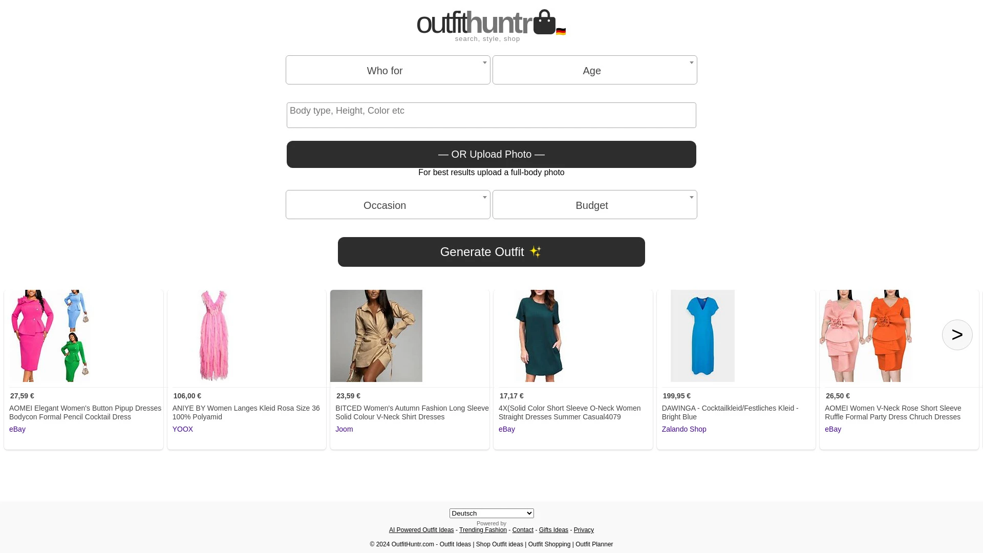 OutfitHuntr website preview