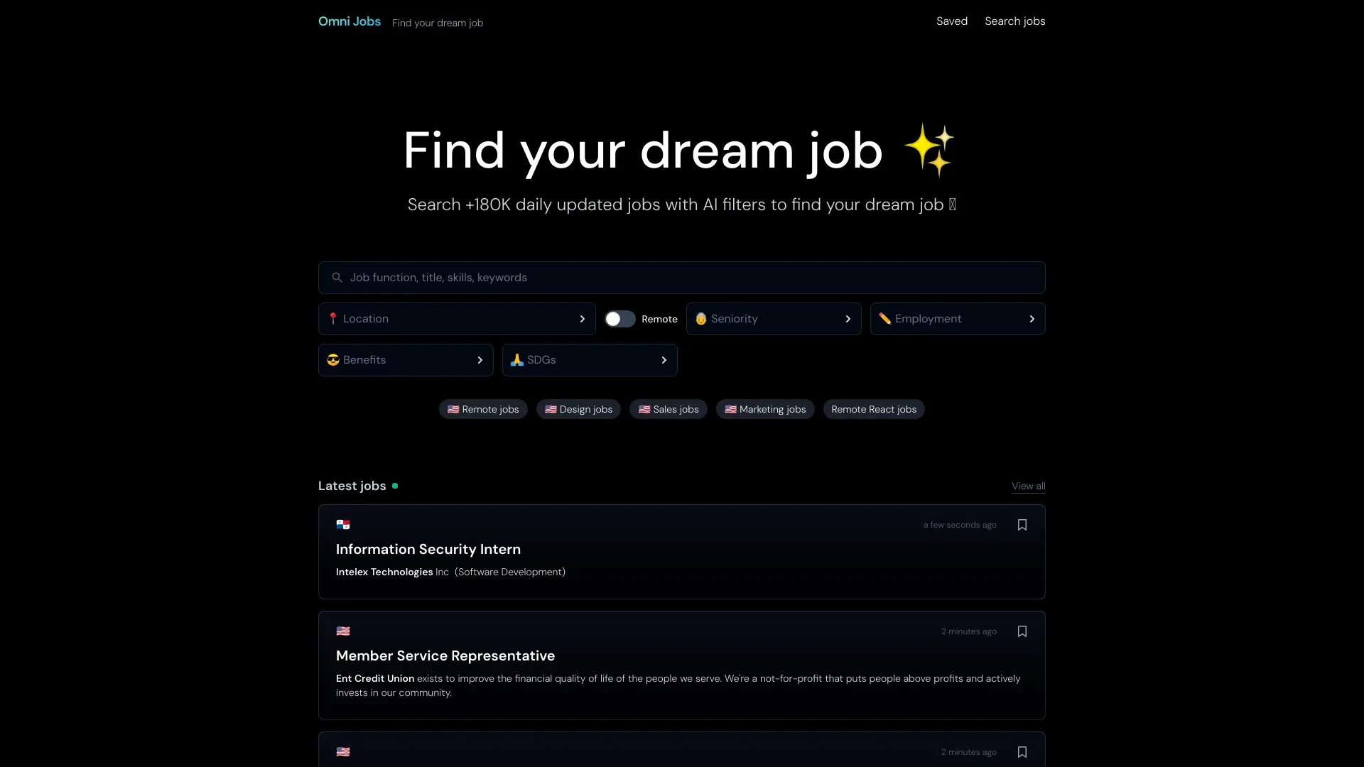 Omni Jobs website preview