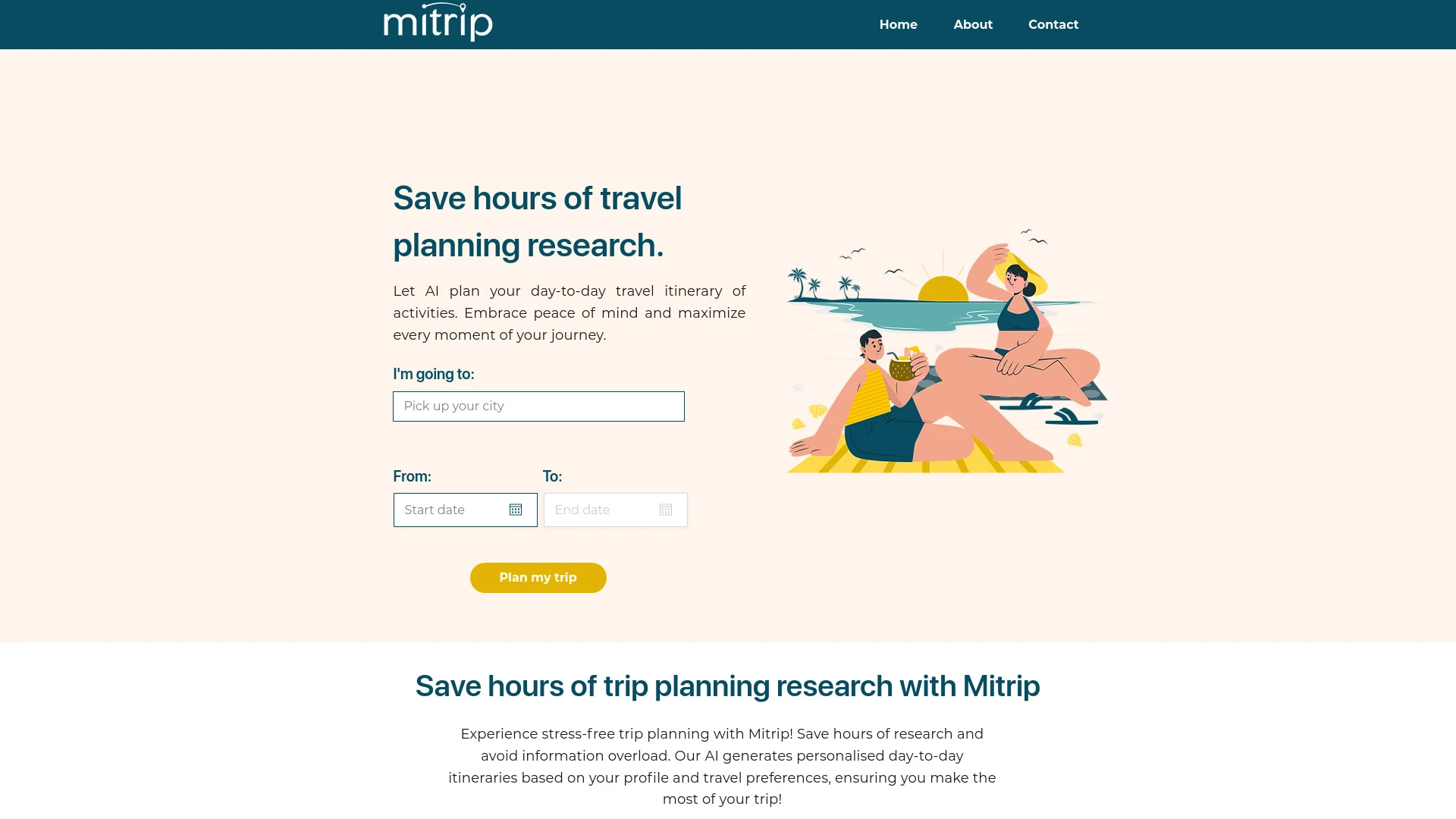 Mitrip | AI Trip Itinerary Planner website preview