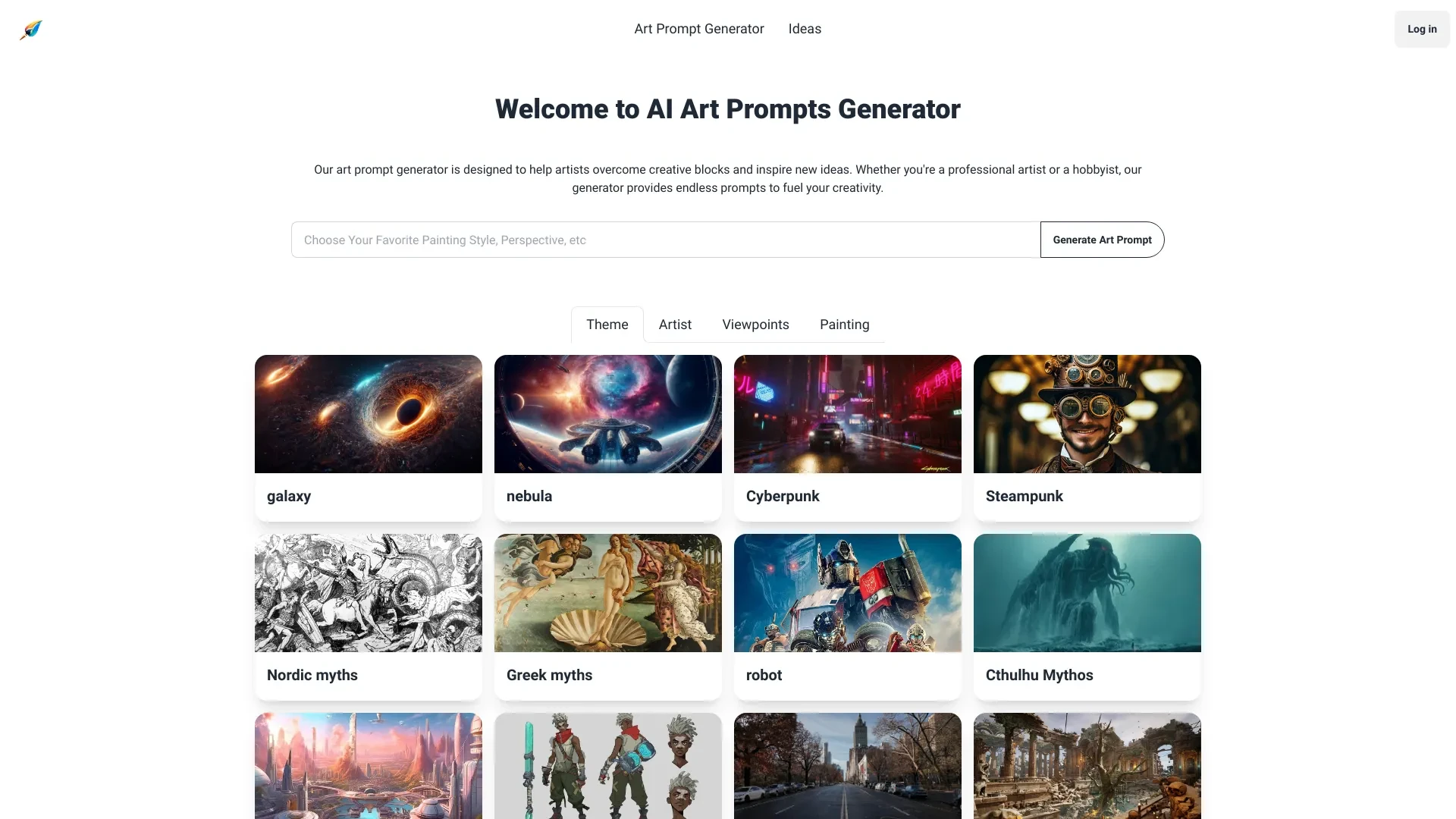 AI Art Prompt Generator website preview