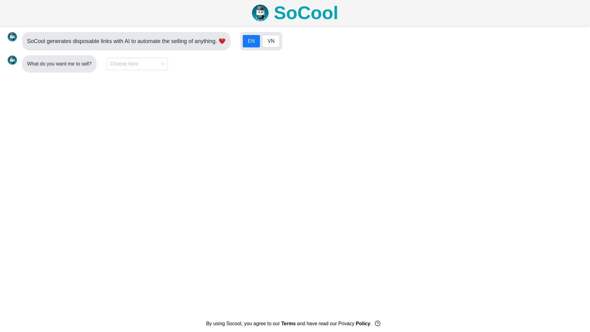 SoCool AI Assistant for Social Commerce website preview