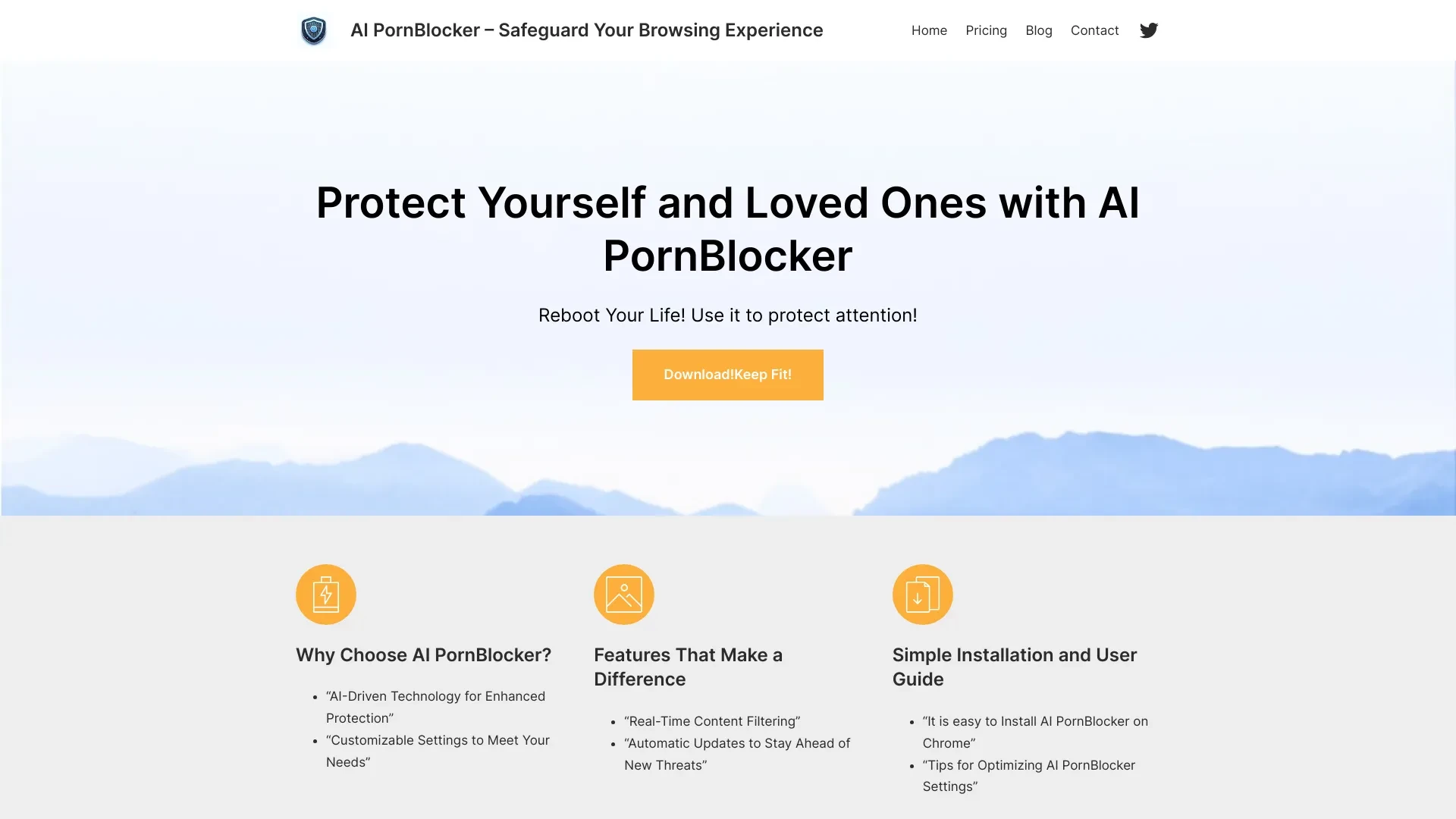 AI PornBlocker website preview