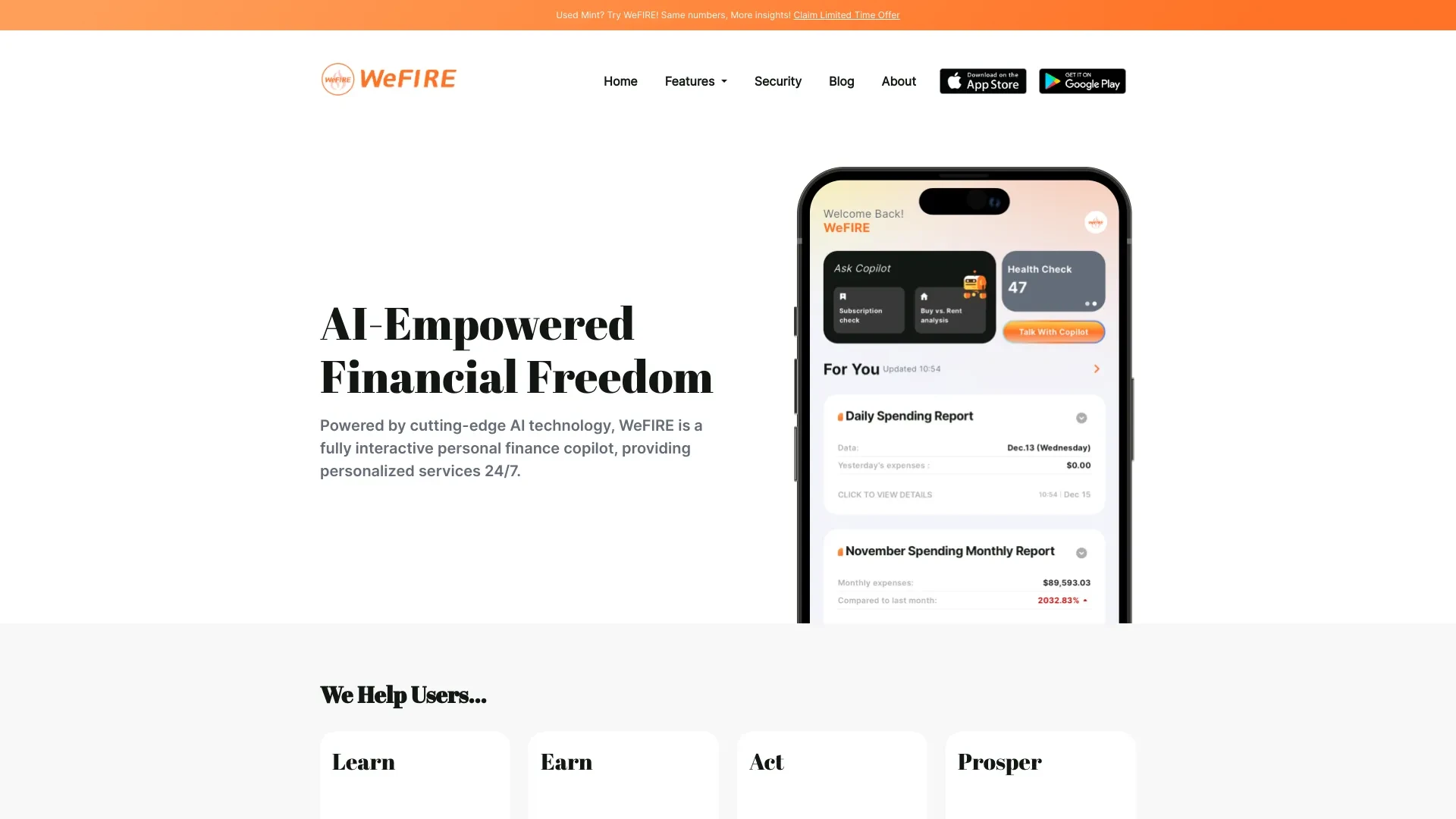 WeFIRE website preview