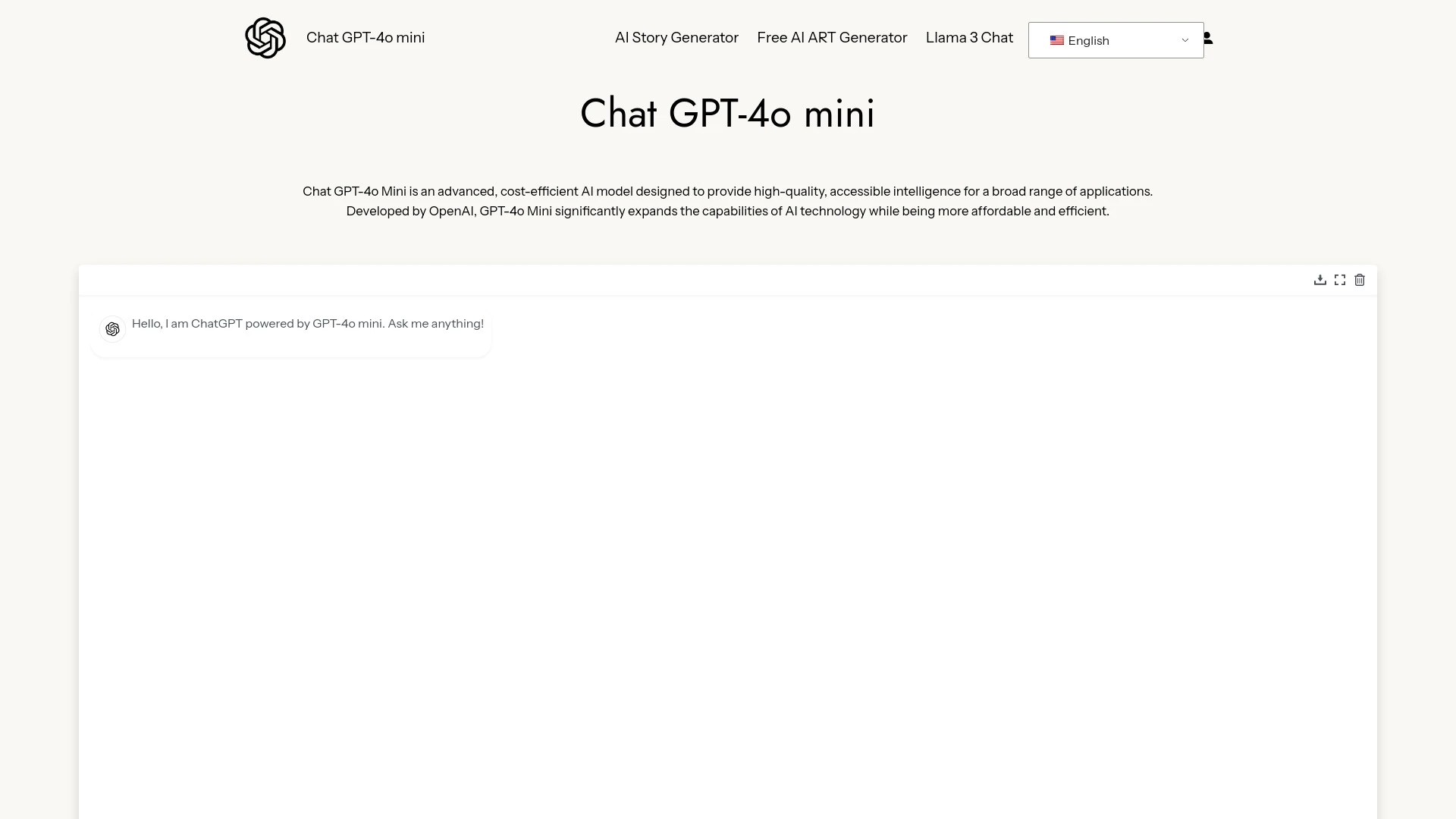 Chat GPT-4o Mini website preview