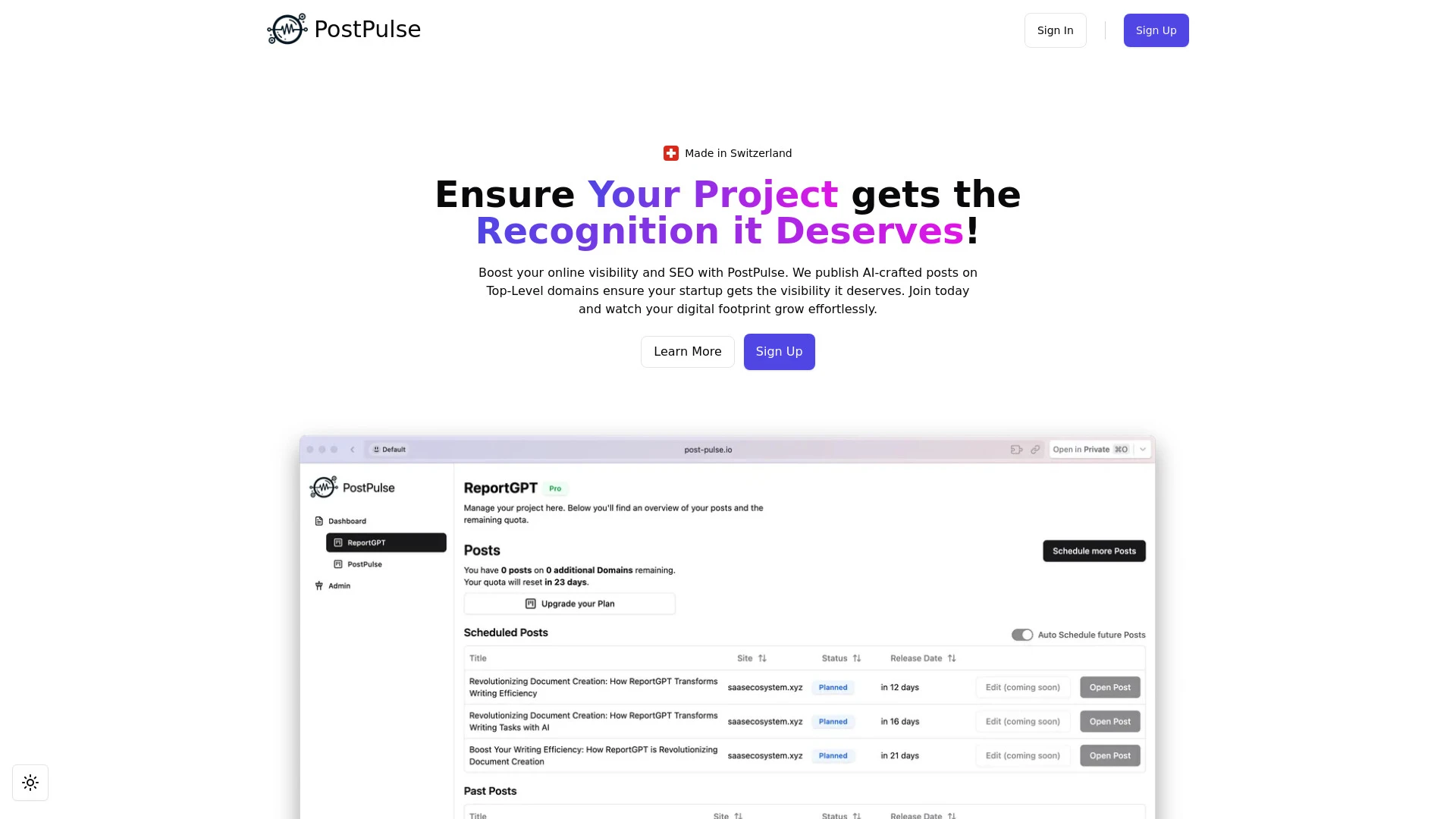 PostPulse website preview