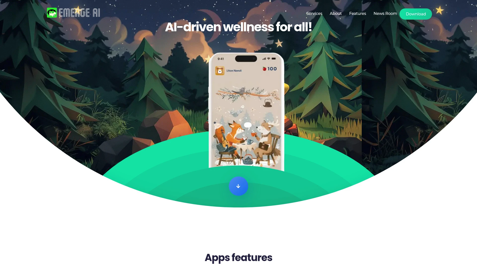 Emerge AI Wellness Pet website preview