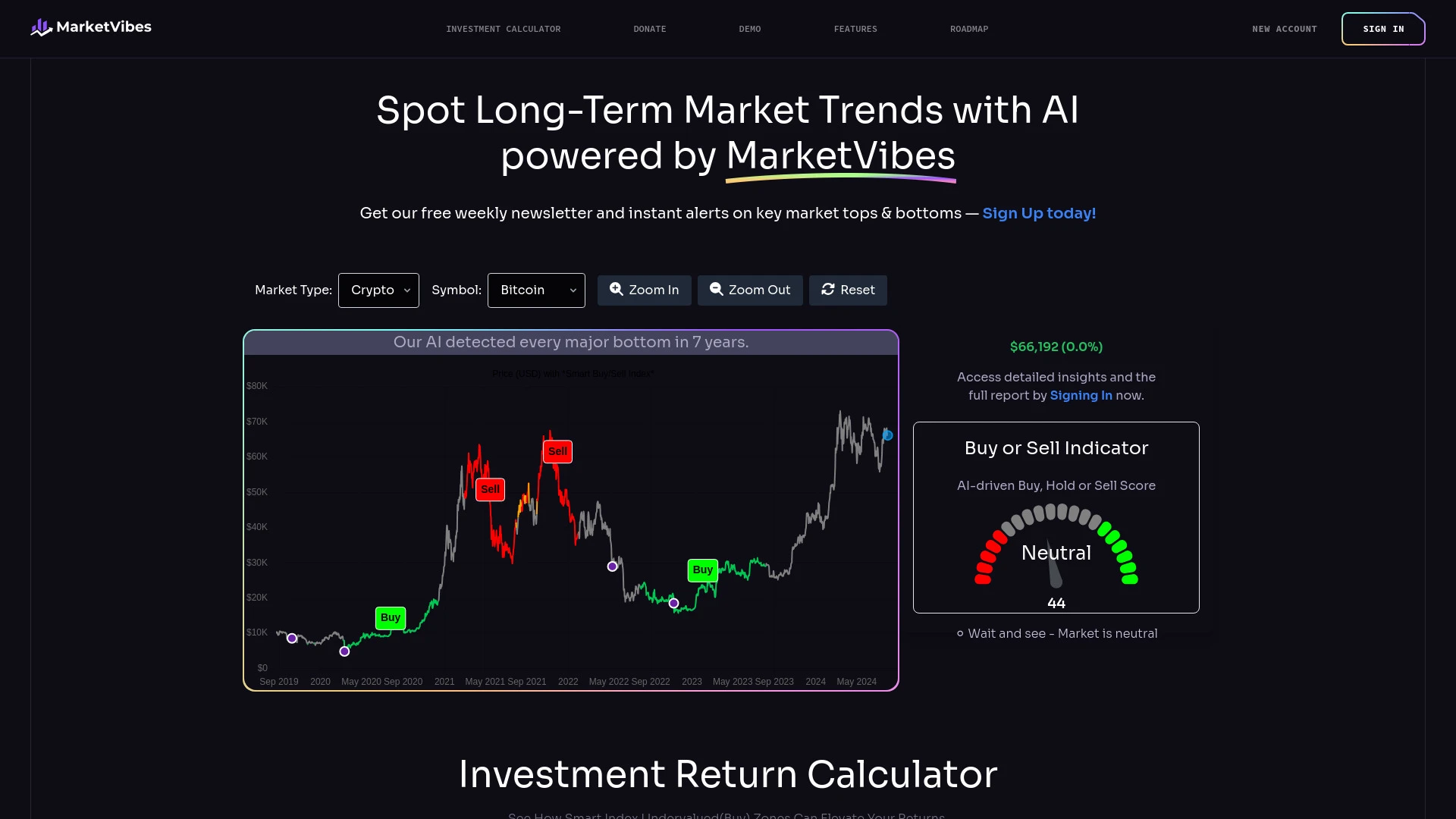 MarketVibes website preview