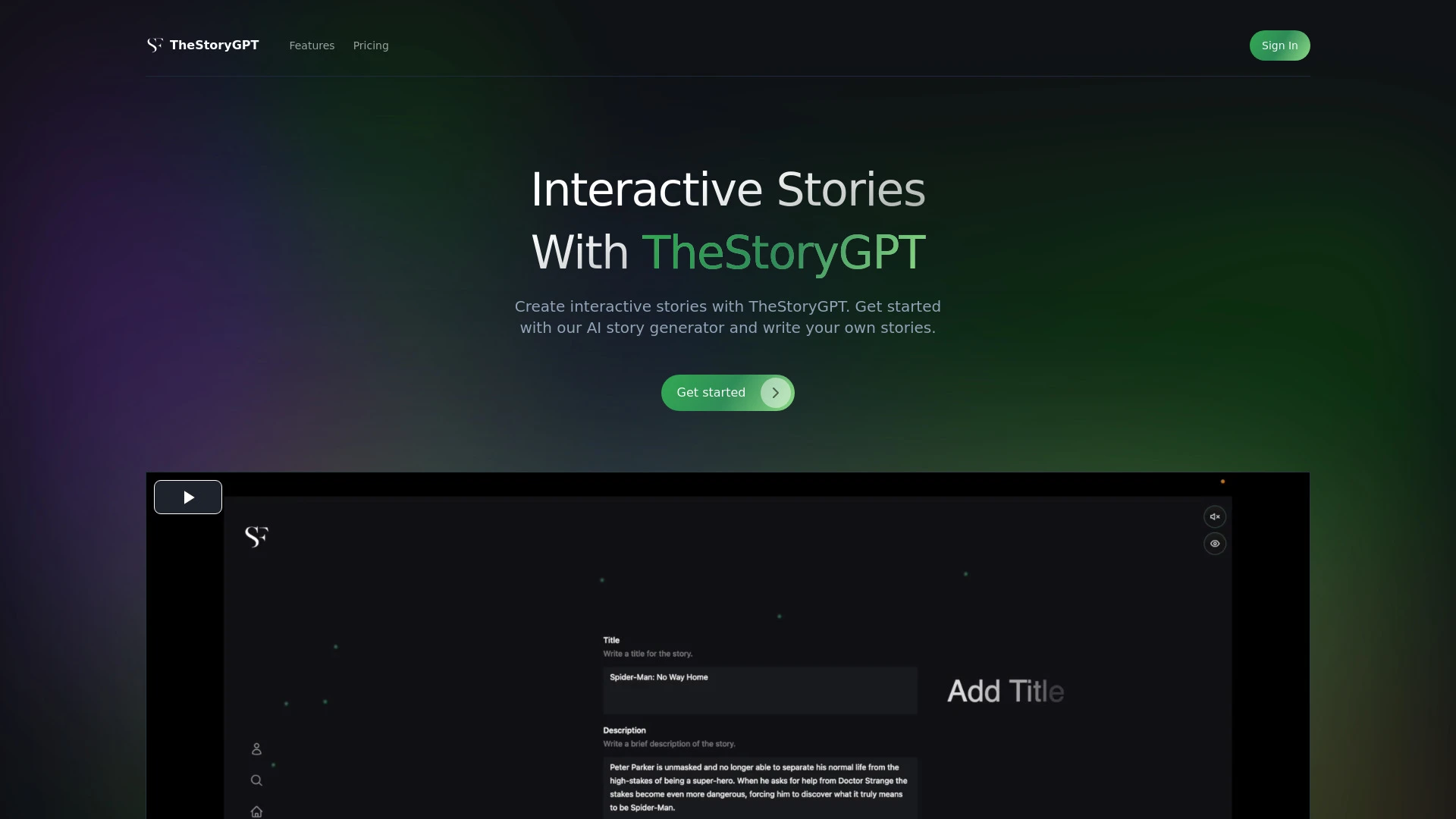 TheStoryGPT website preview