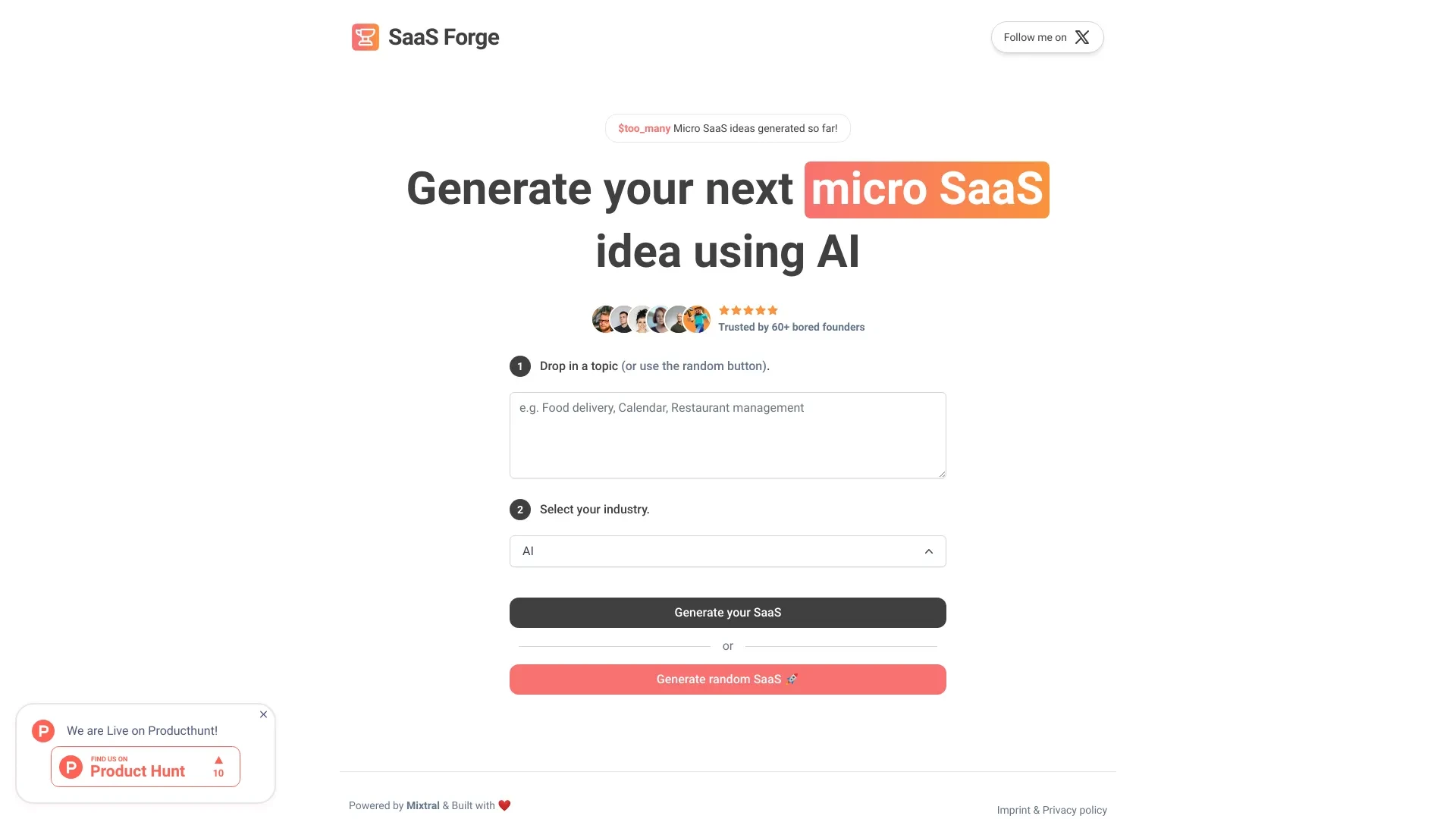 SaaS Generator website preview