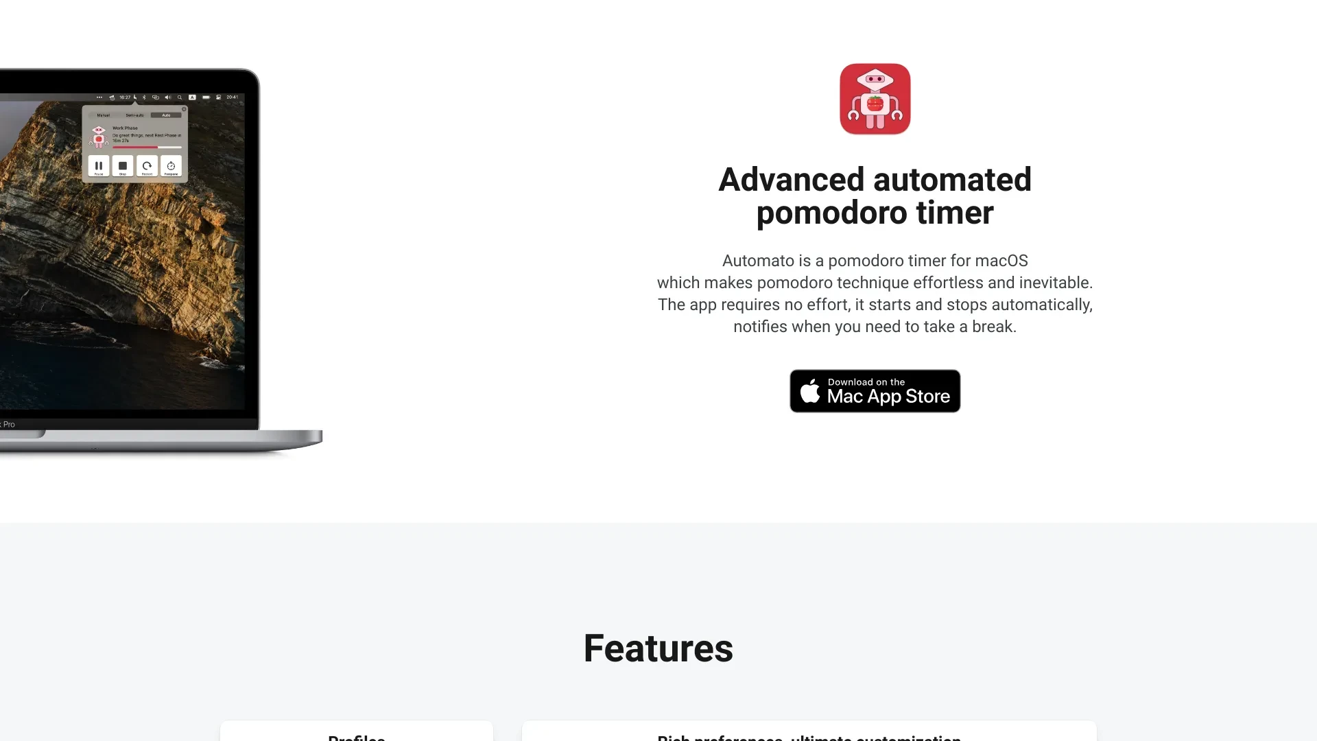 Automato Pomodoro Timer website preview