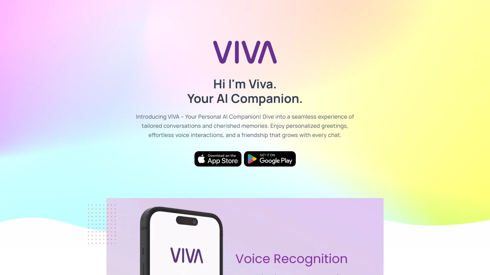 VIVA - AI Companion website preview