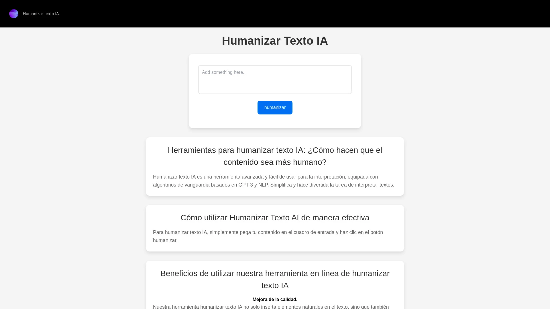 Humanizar Texto IA website preview