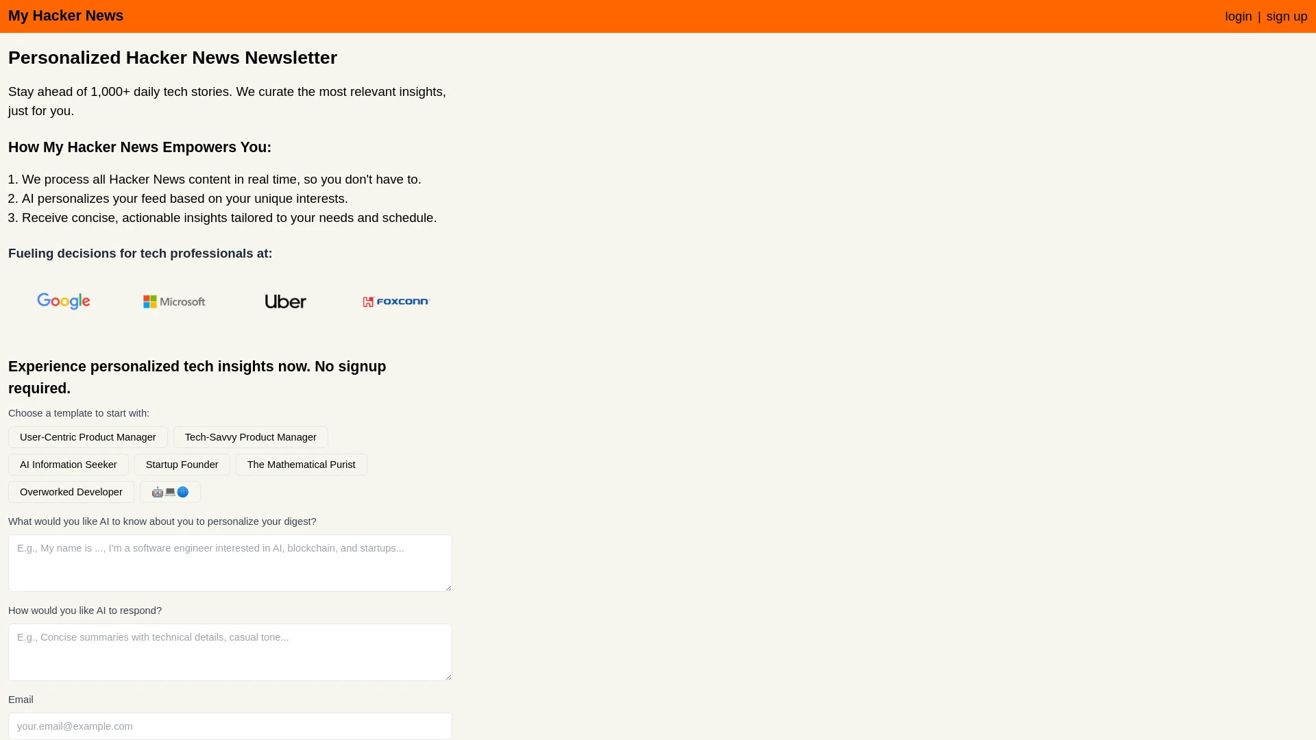 My Hacker News website preview