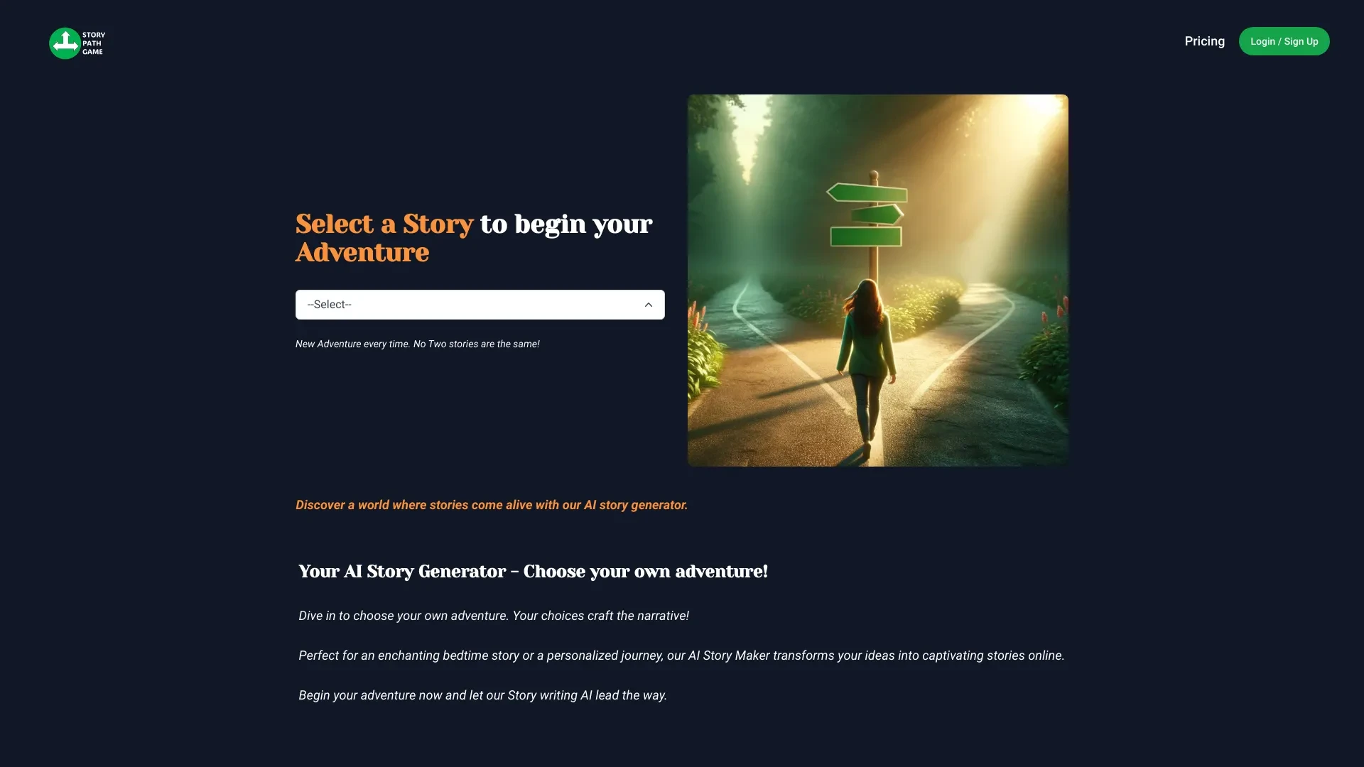 StoryPathGame website preview