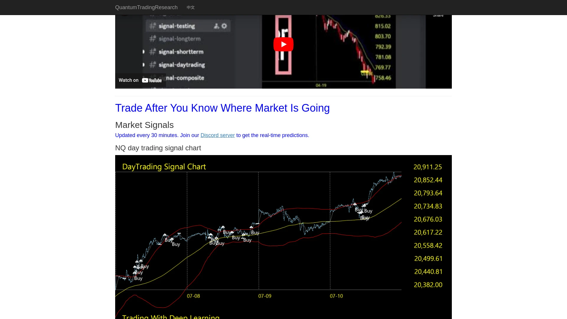 Quantum Trading Research website preview