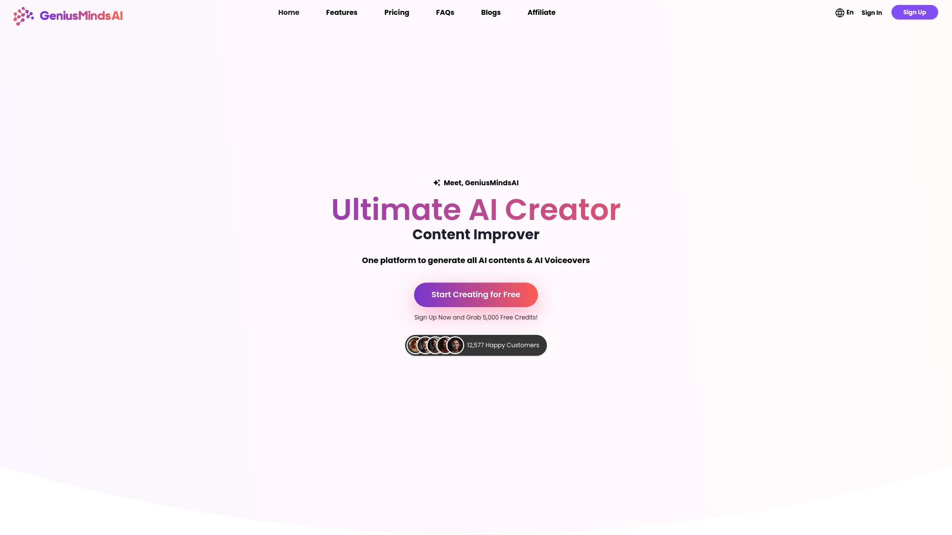 GeniusMindsAI website preview