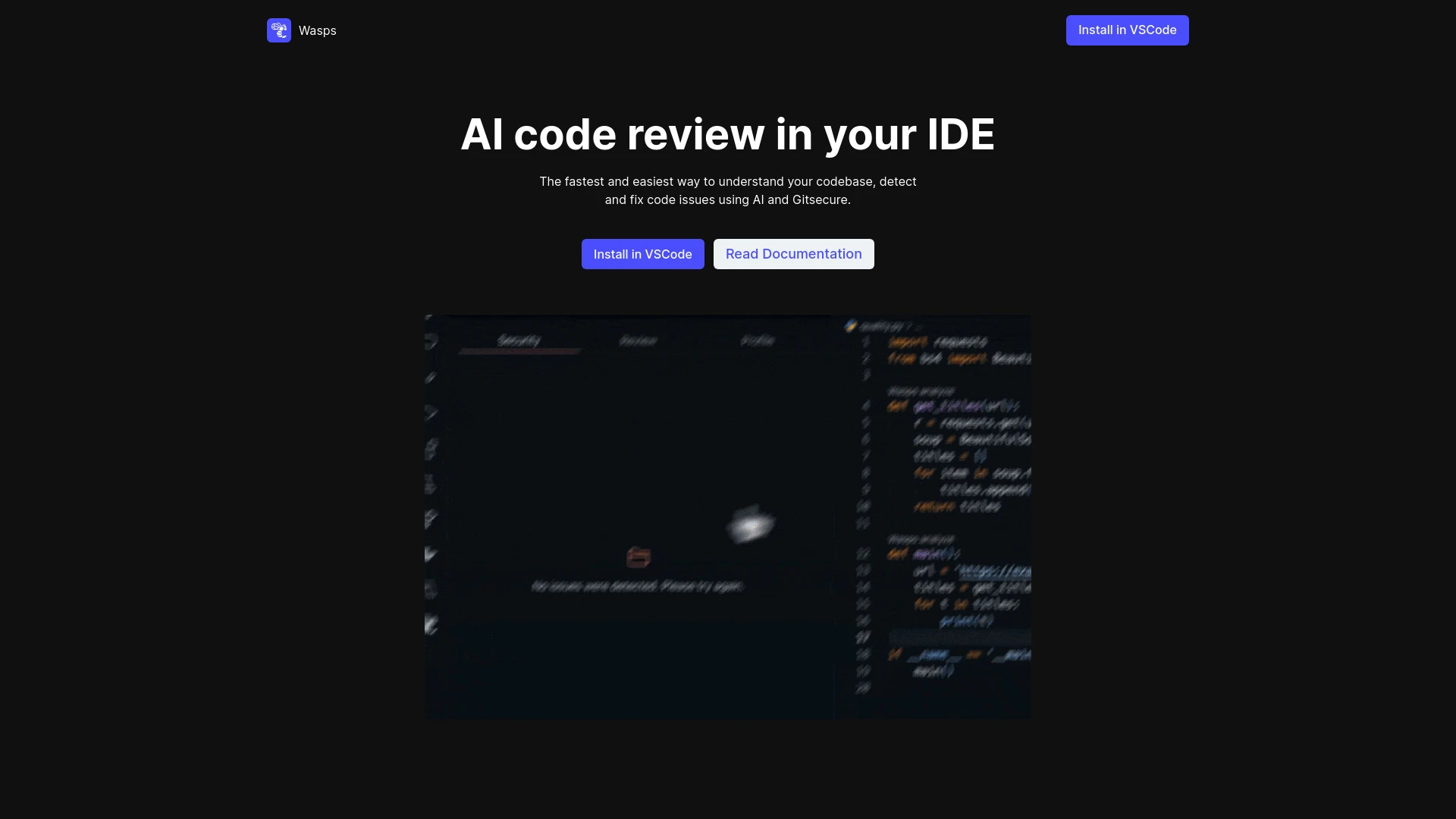 Wasps AI Code Review website preview