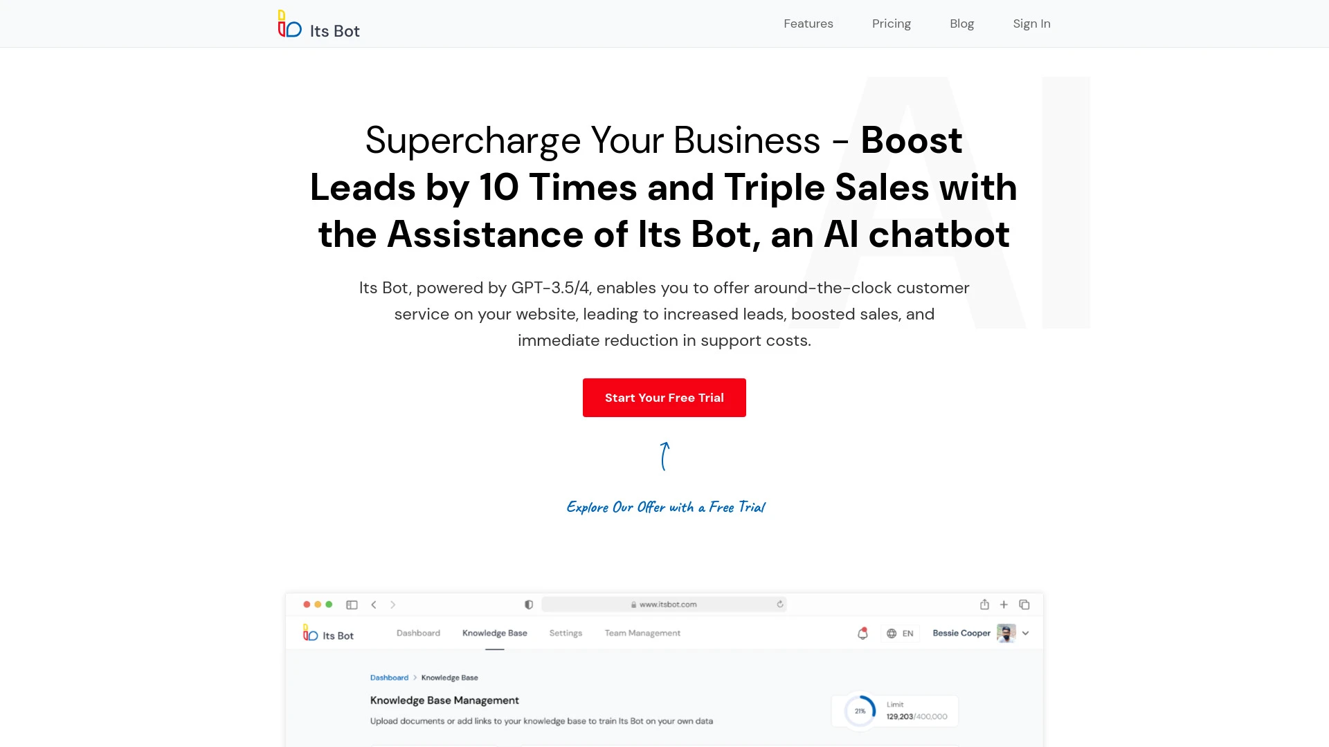 ItsBot website preview