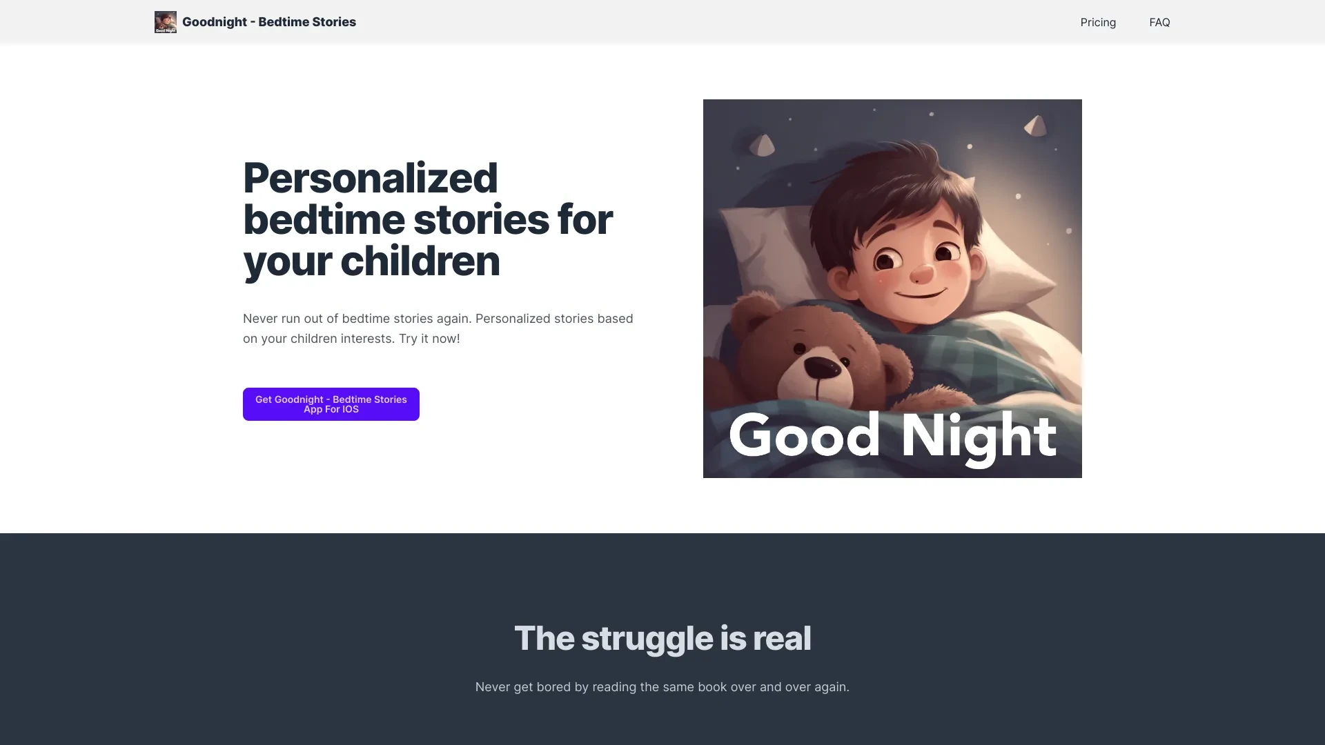 Goodnight - Bedtime Stories website preview