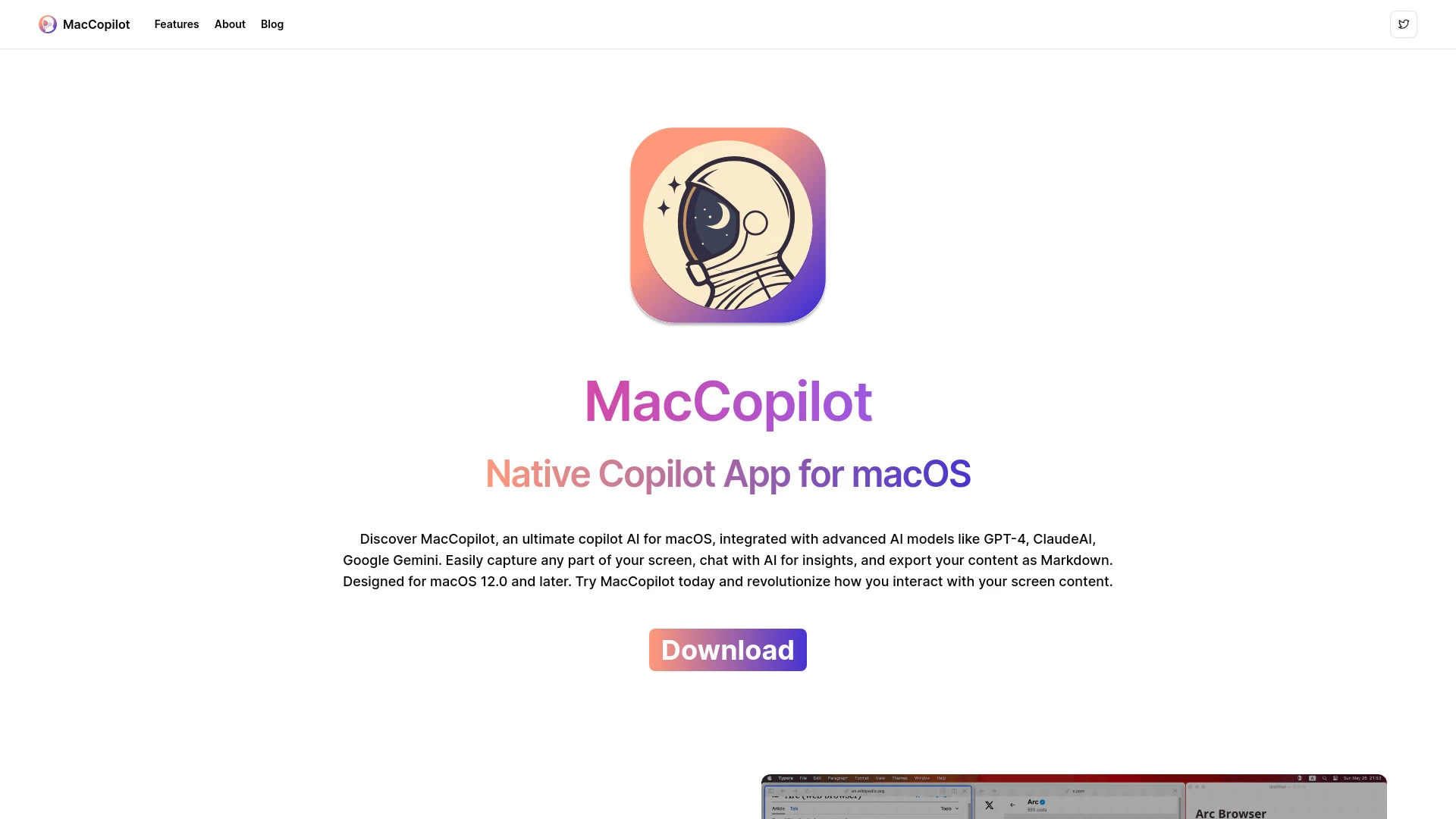 MacCopilot website preview