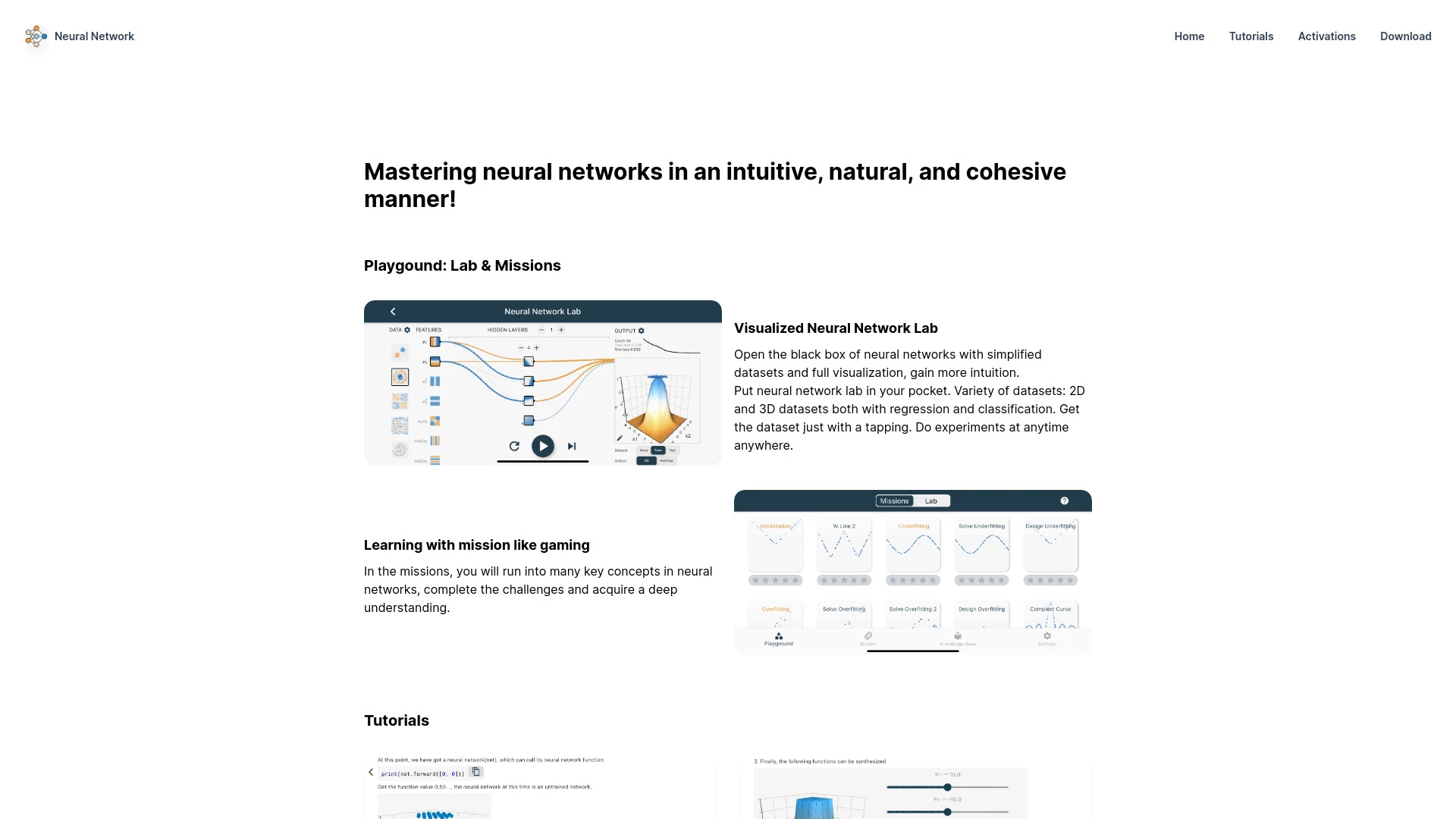 Neural Network Playground website preview