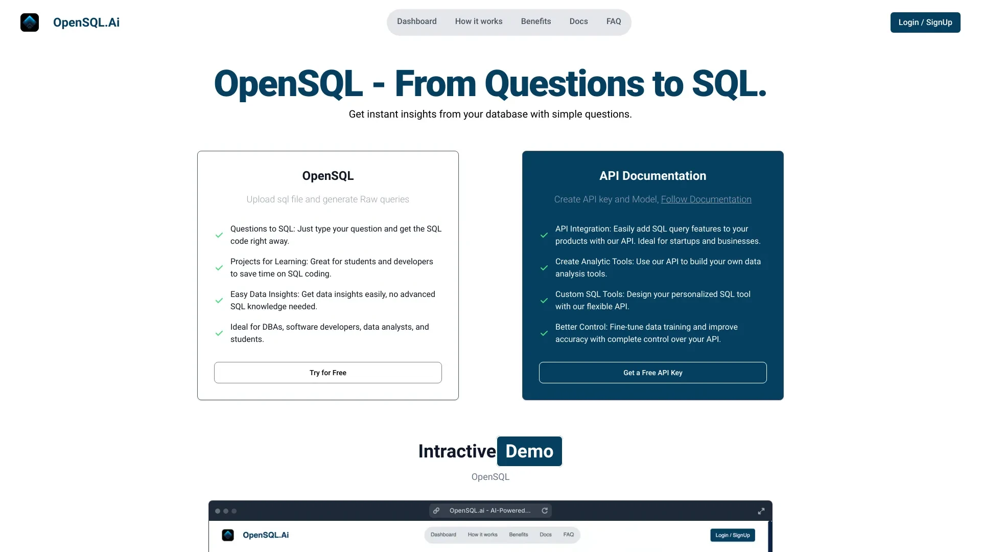 OpenSQL.ai website preview