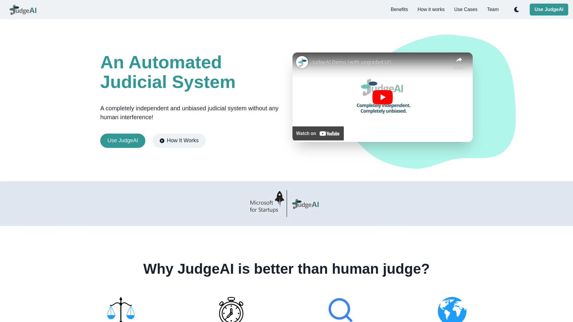 JudgeAI website preview