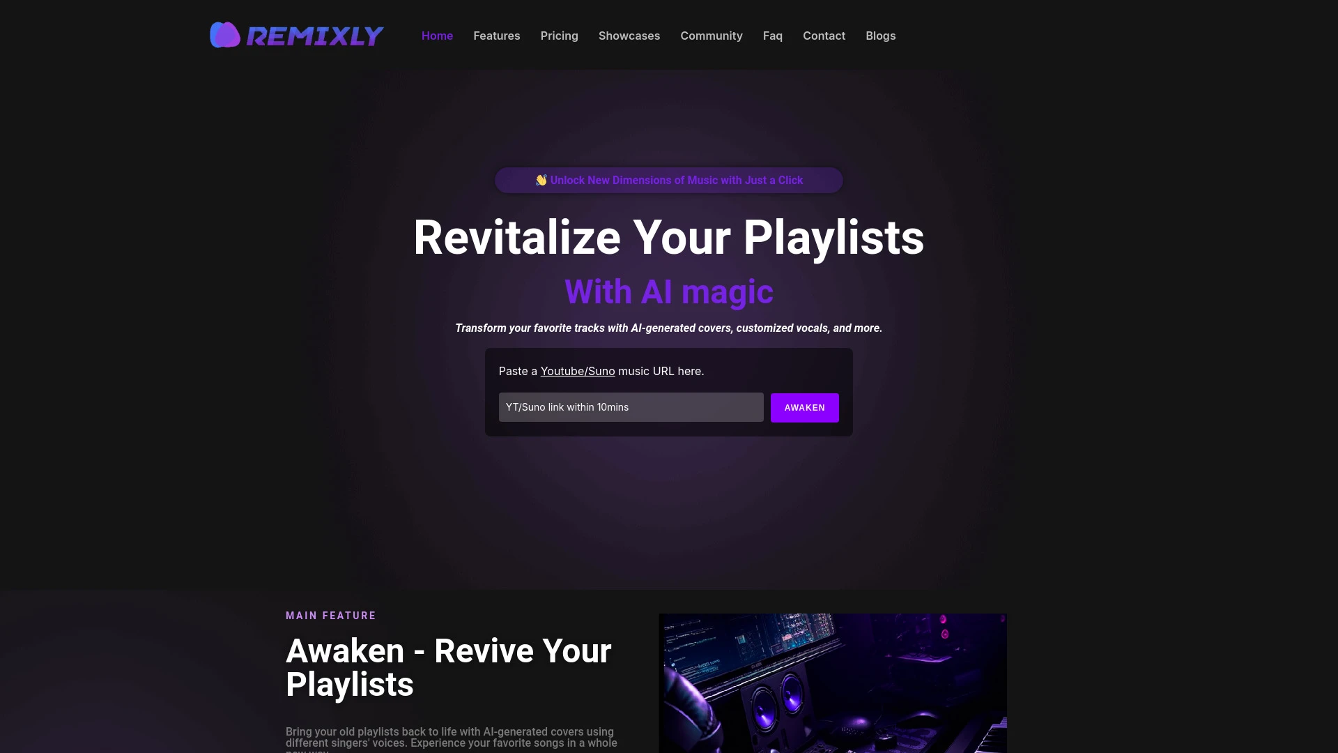 Remixly AI website preview