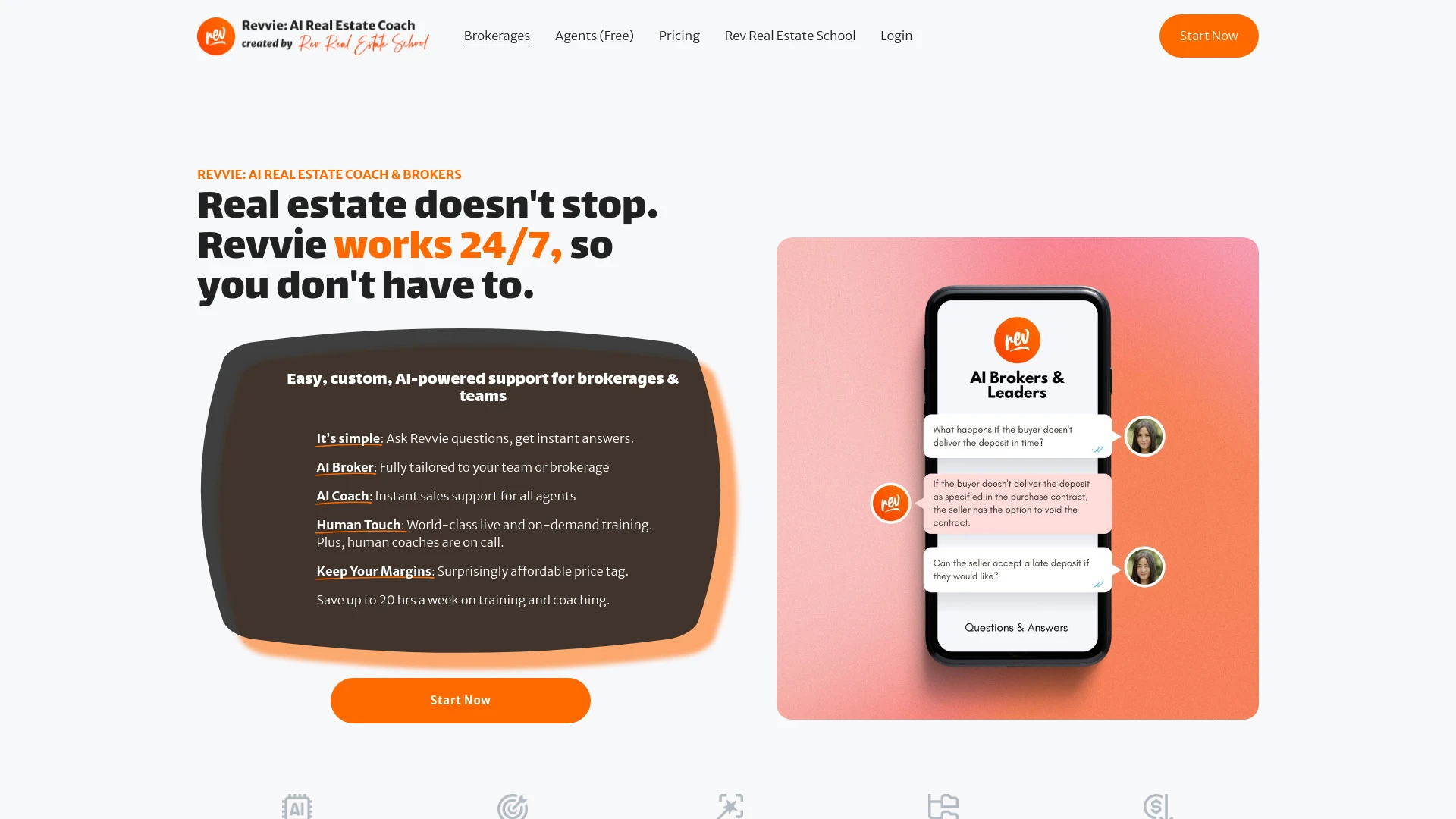 Revvie: AI Real Estate Coach & Brokers website preview