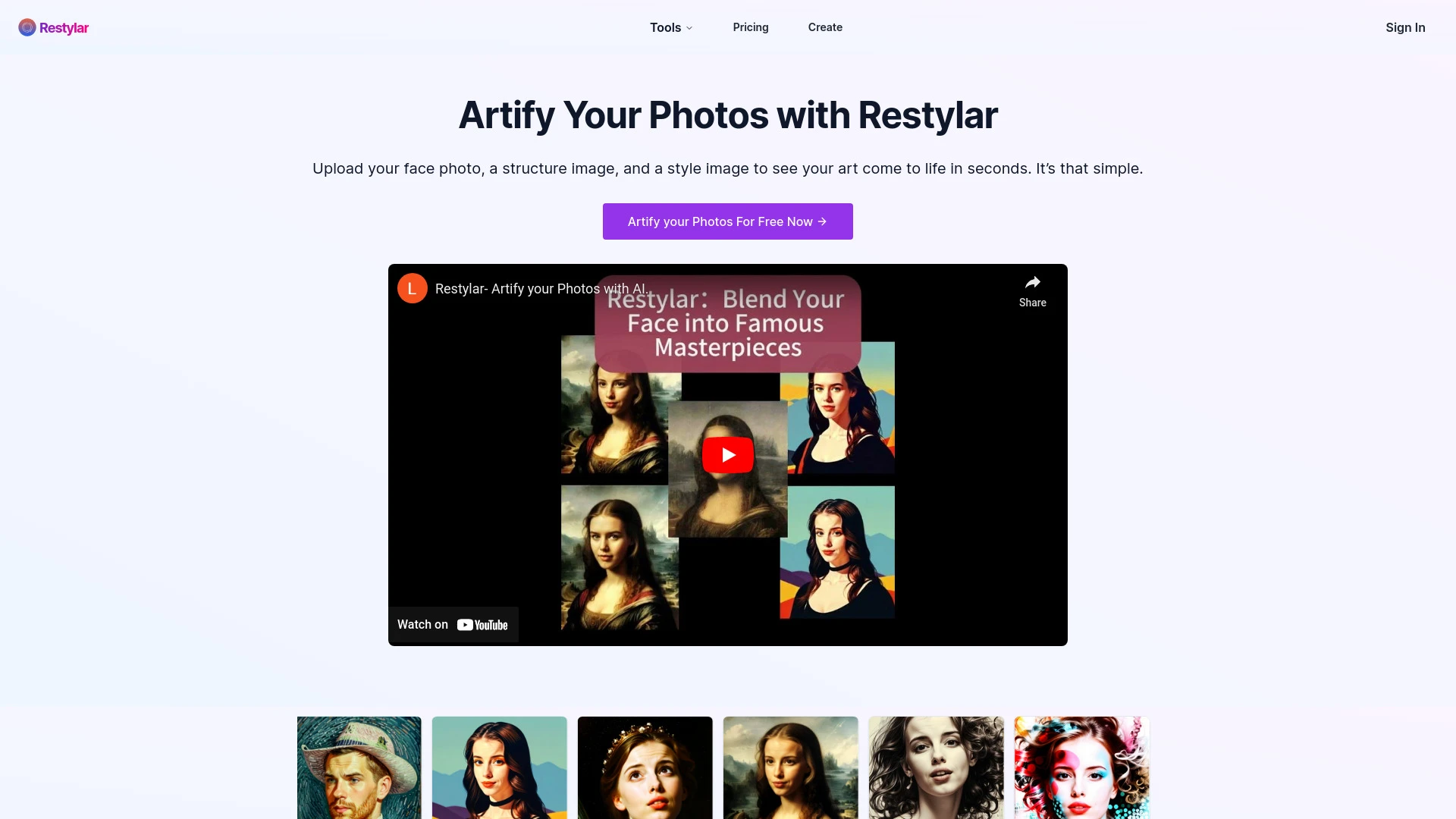 Restylar Artify website preview