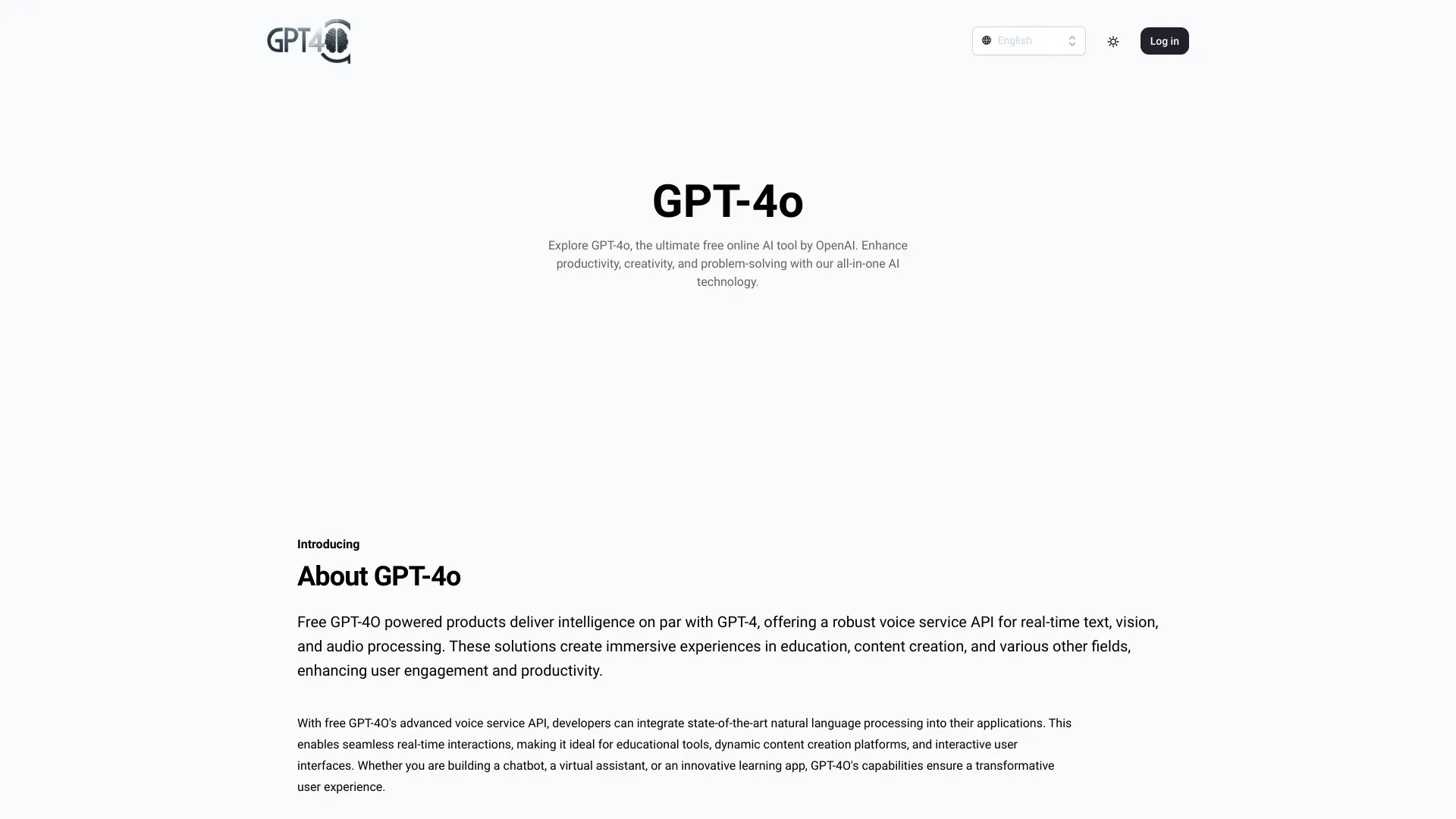 GPT-4O website preview