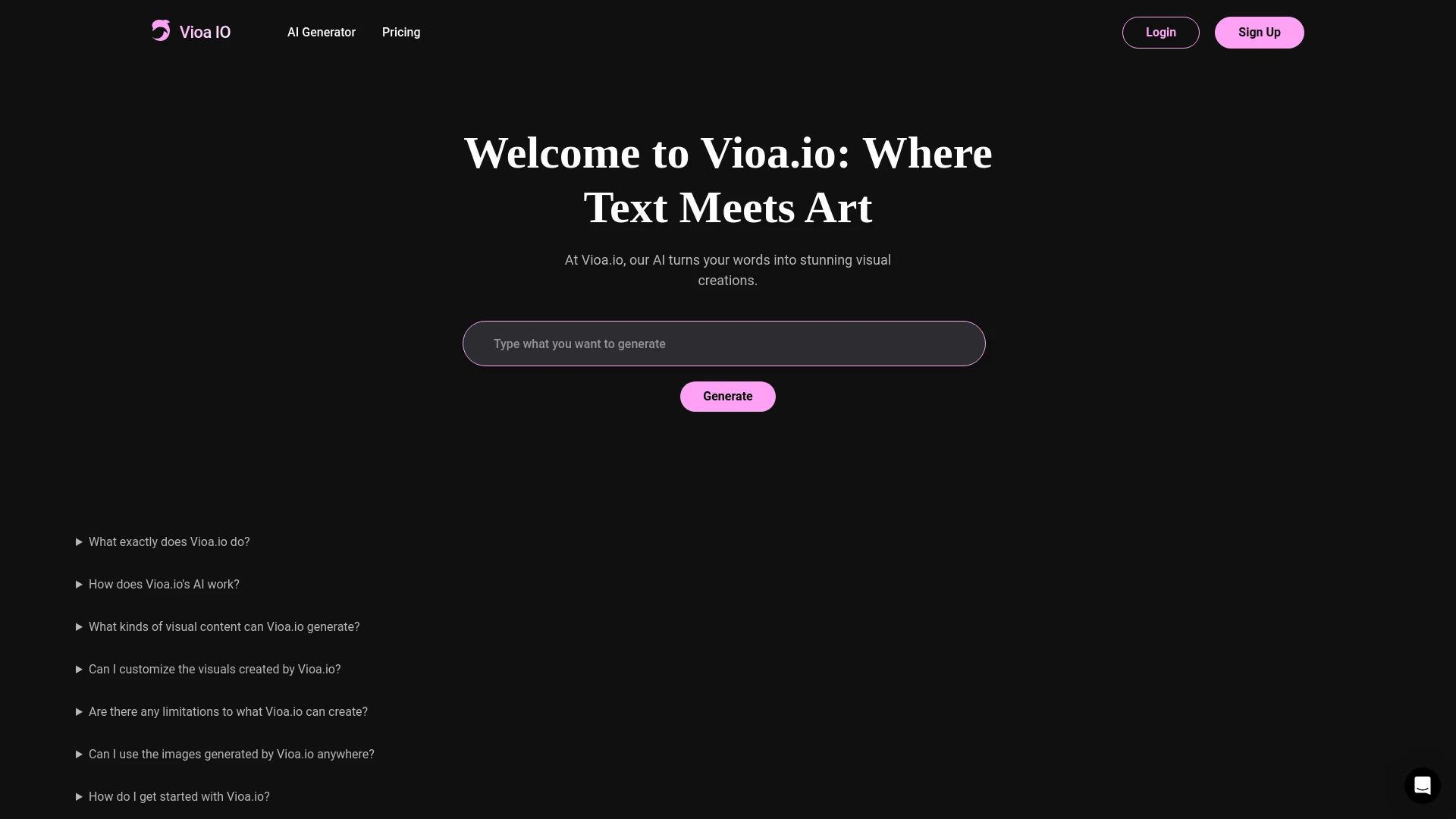 Vioa.io website preview