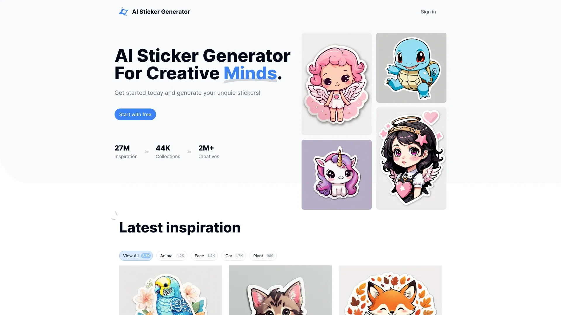 AI Sticker Generator website preview