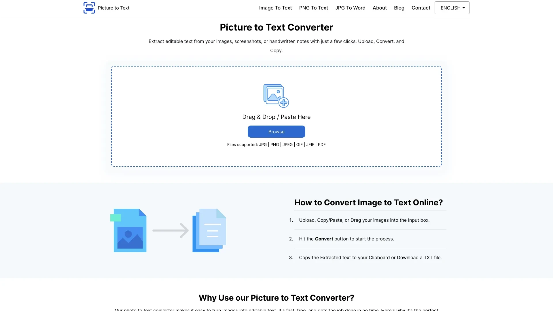 Picture to Text Converter website preview