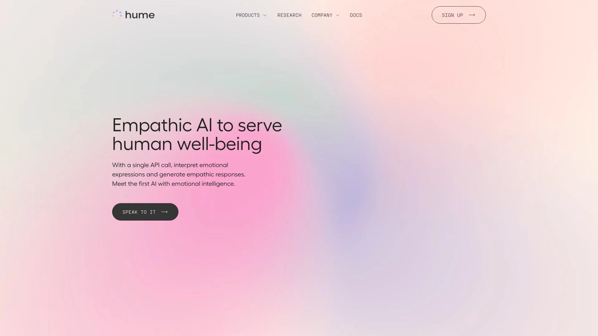 Hume AI website preview