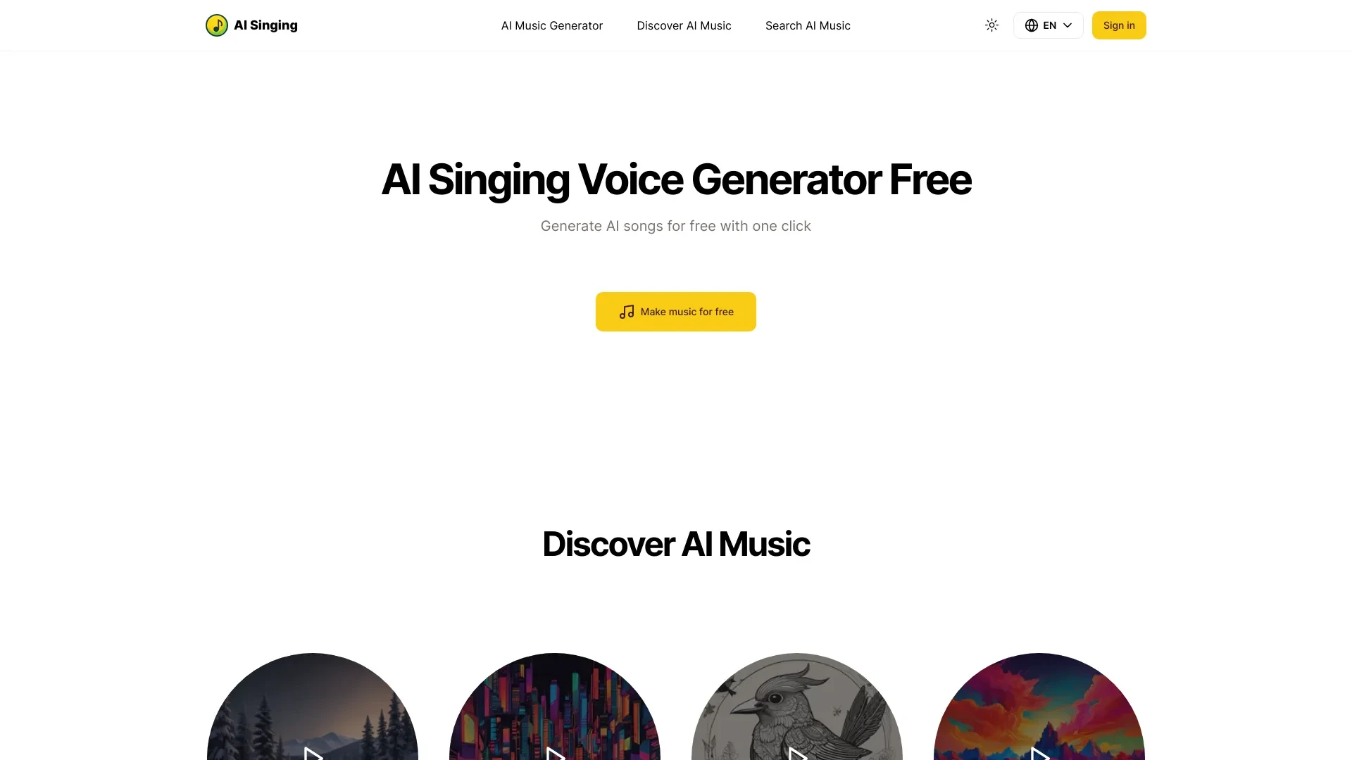 AI Singing website preview