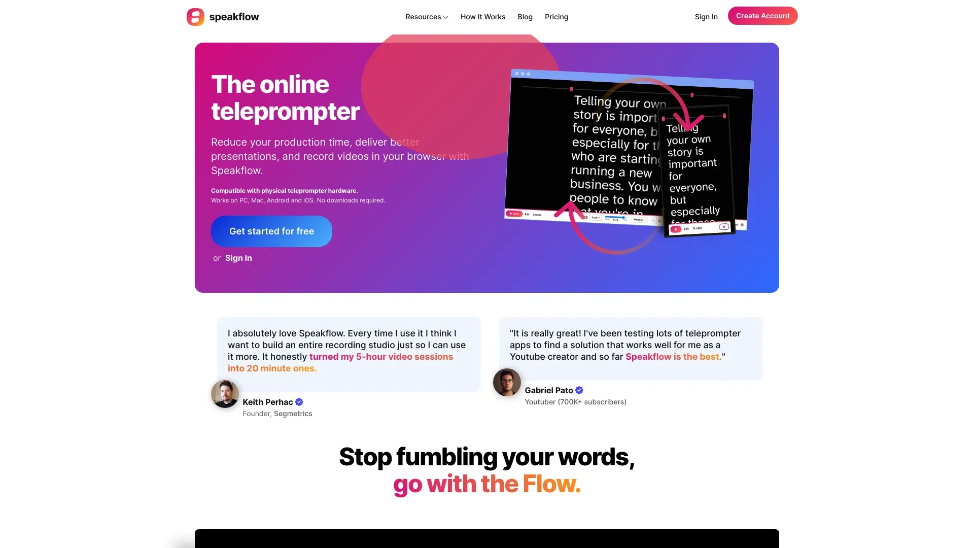 Speakflow website preview