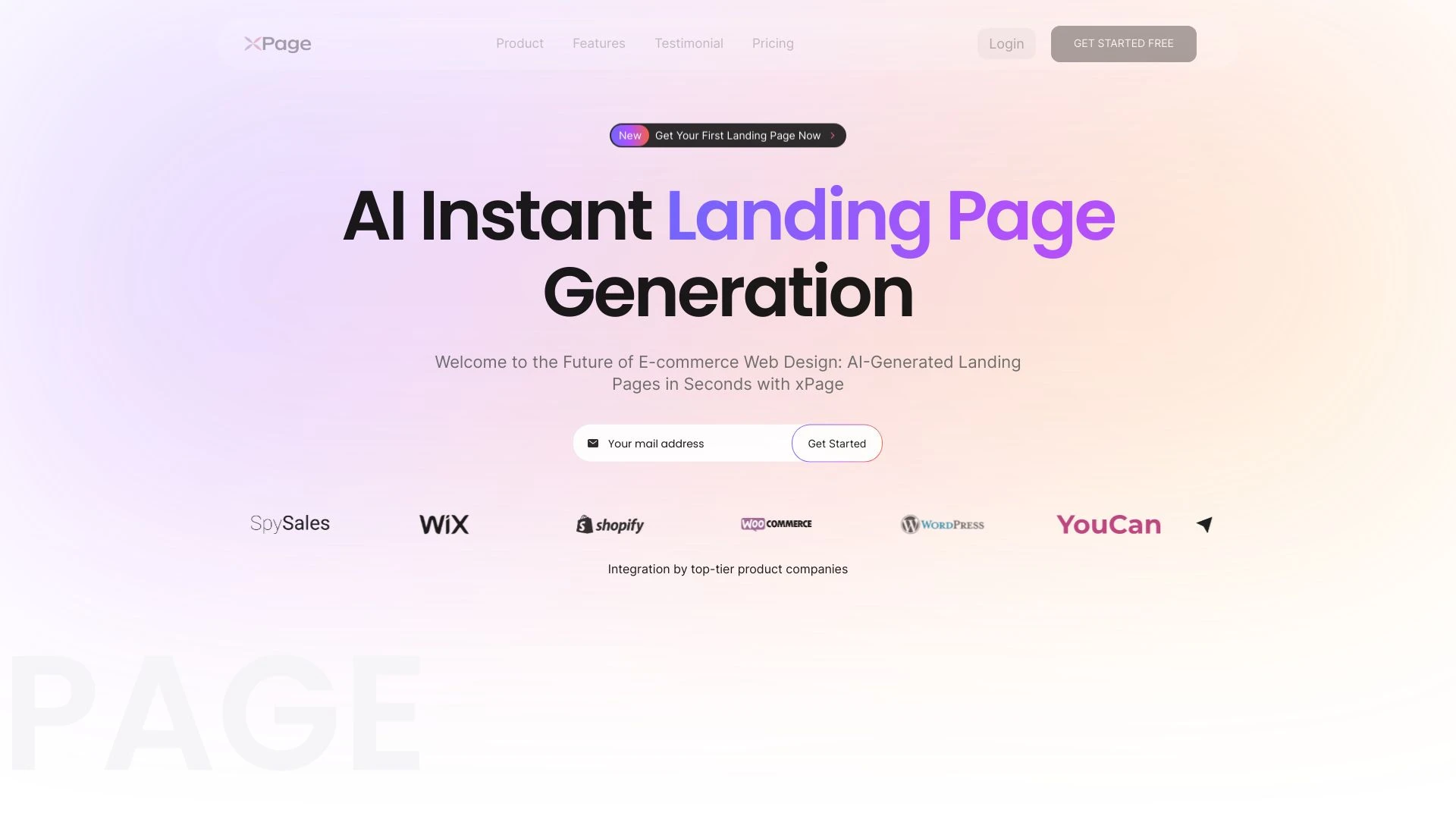 xPage - AI Ecommerce Landing Page Generator website preview