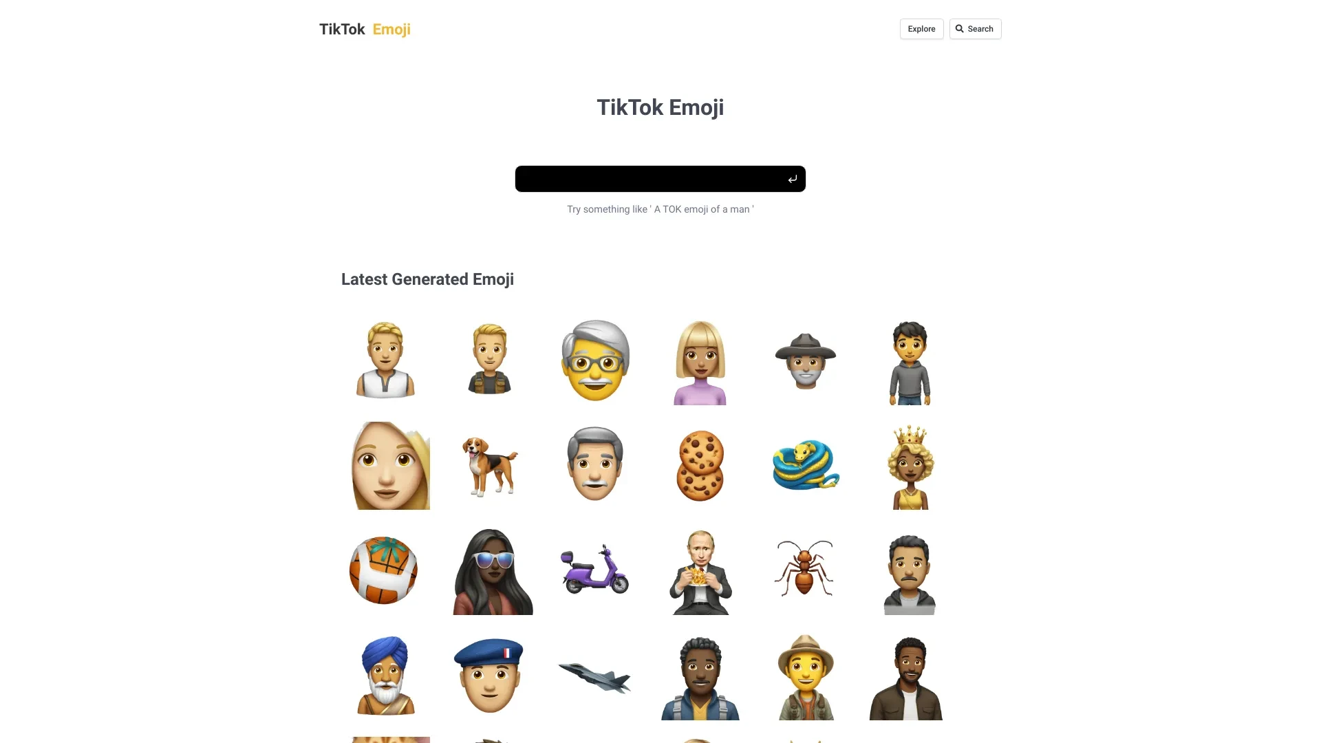 TIKTOKEMOJI.COM website preview