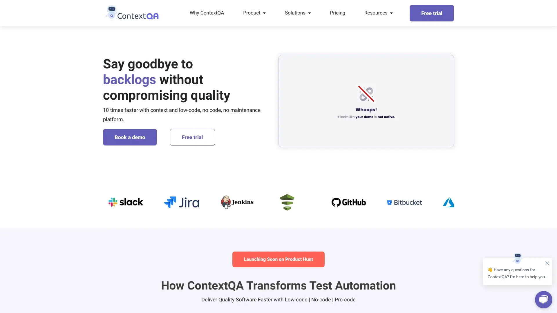 ContextQA website preview