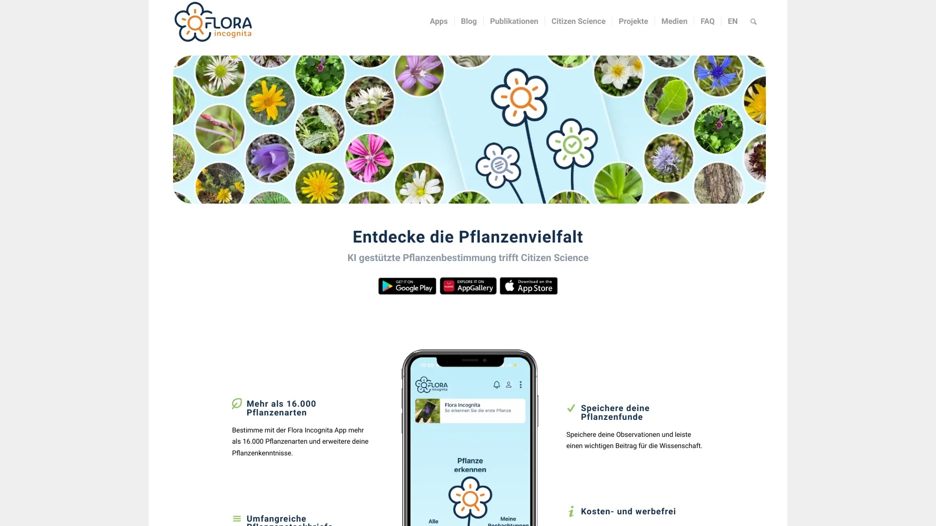 Flora Incognita website preview